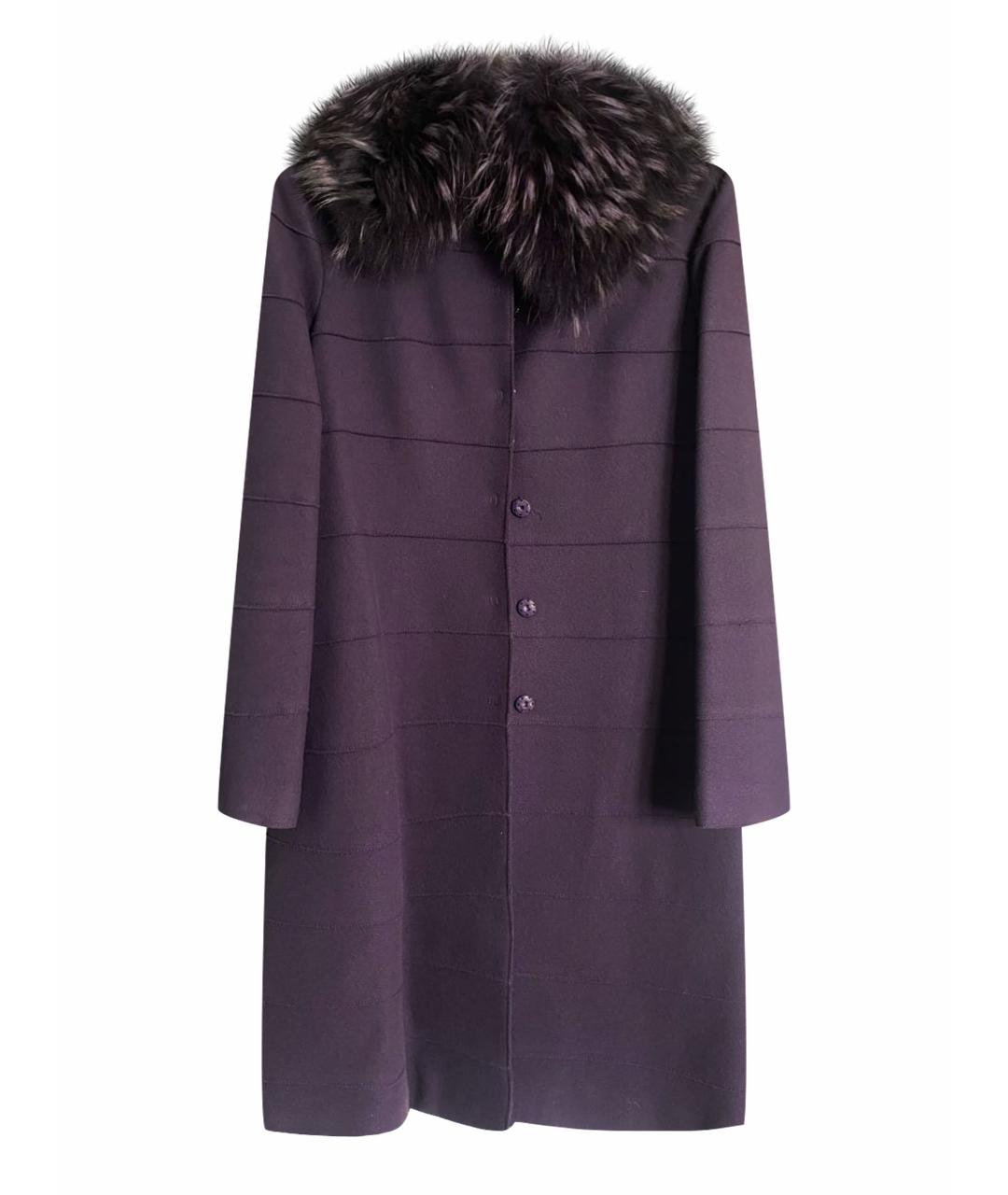 ALBERTA FERRETTI Фиолетовое шерстяное пальто, фото 1