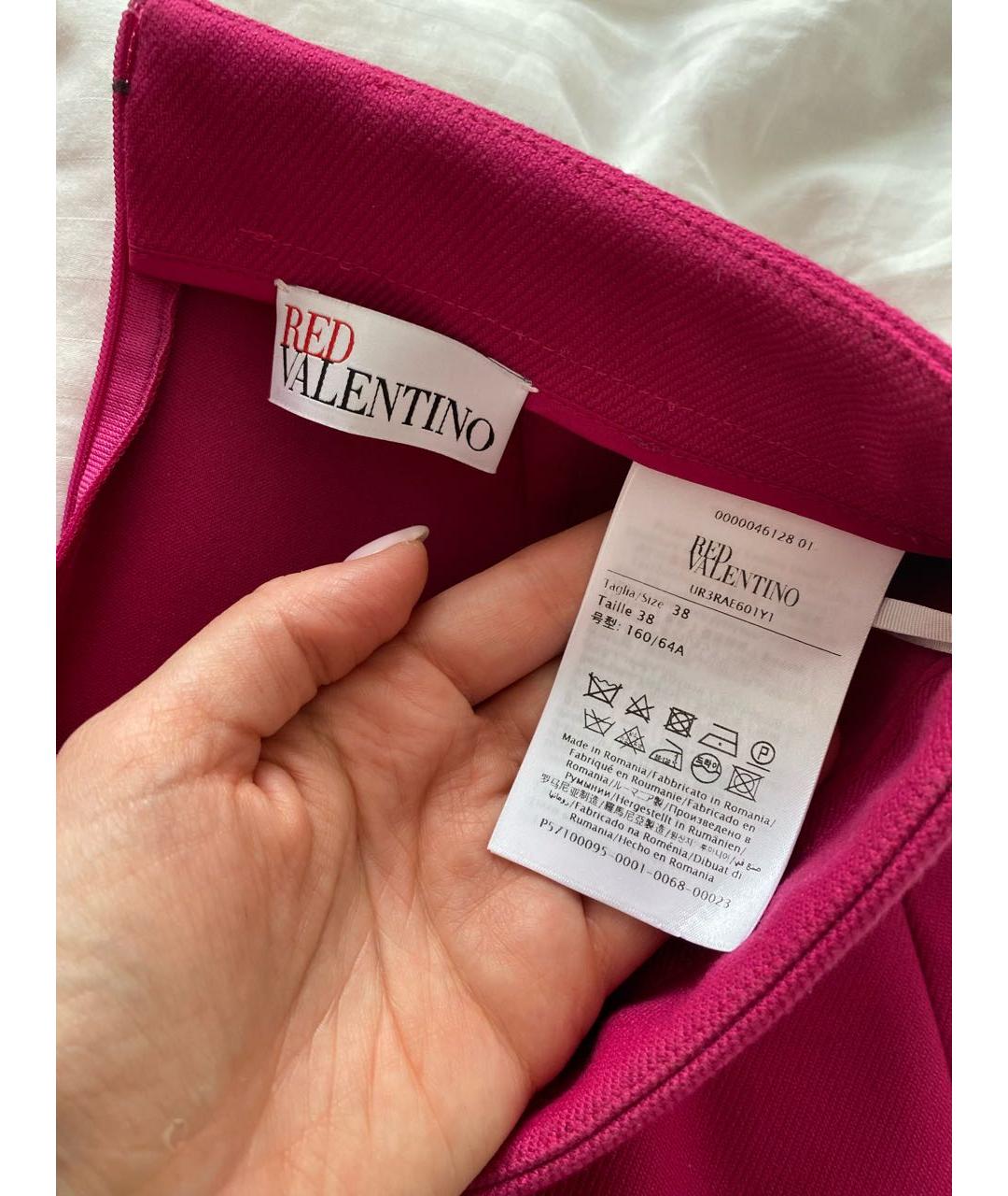 RED VALENTINO Розовая полиэстеровая юбка мини, фото 3