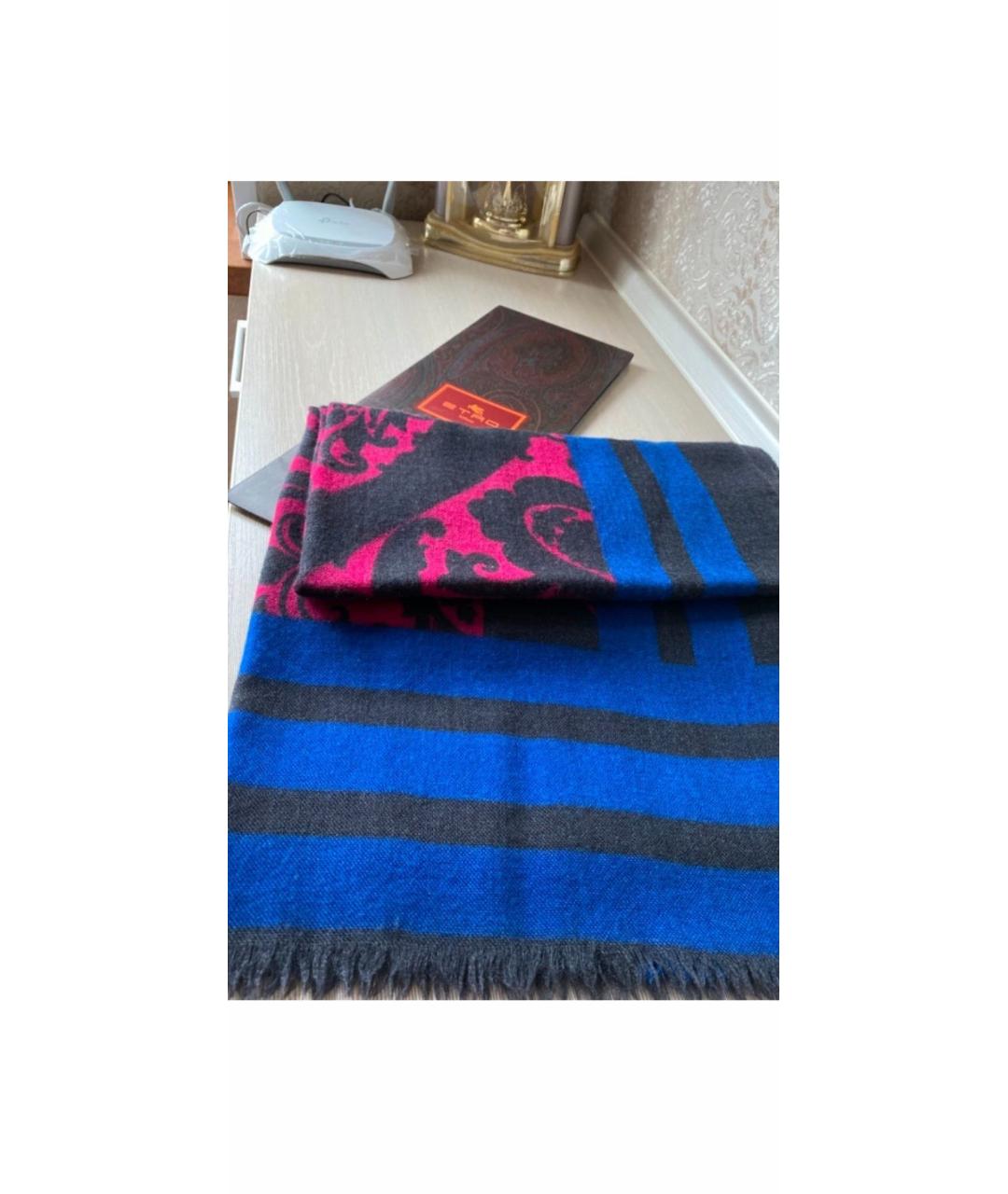 ETRO Синий кашемировый шарф, фото 5