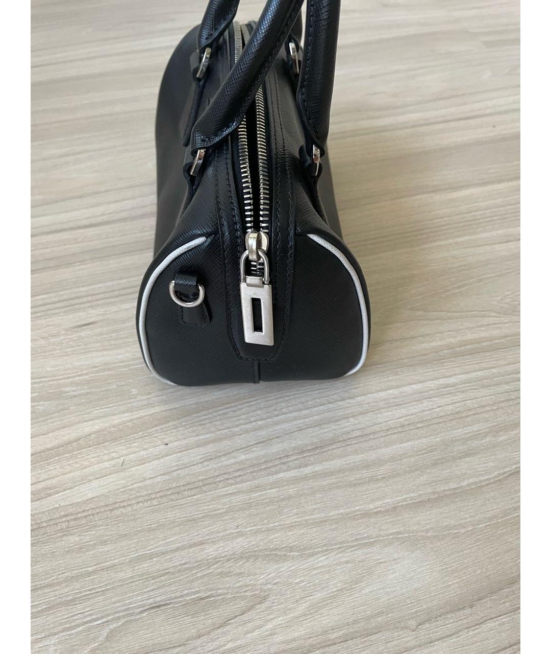 PRADA Черная кожаная сумка с короткими ручками, фото 4