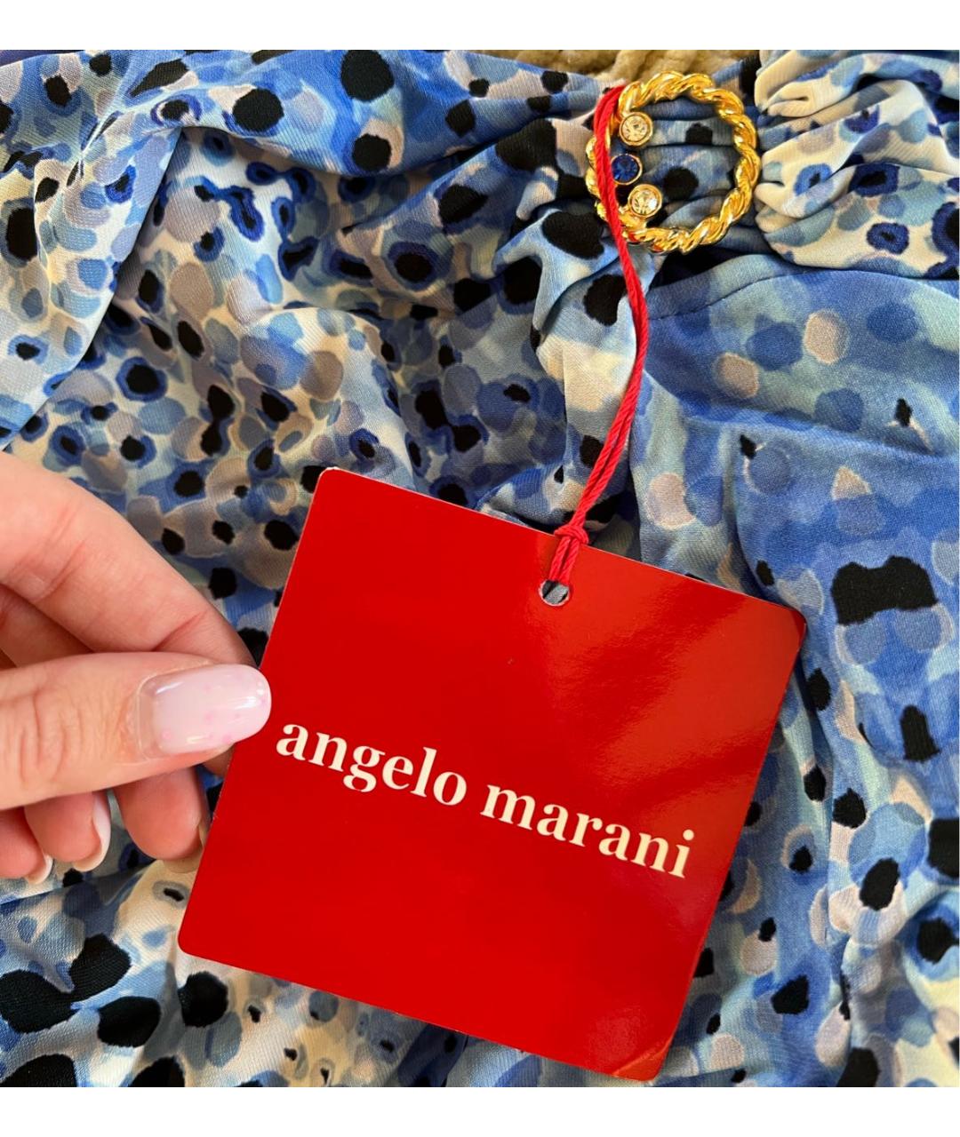 ANGELO MARANI Синее вискозное вечернее платье, фото 4