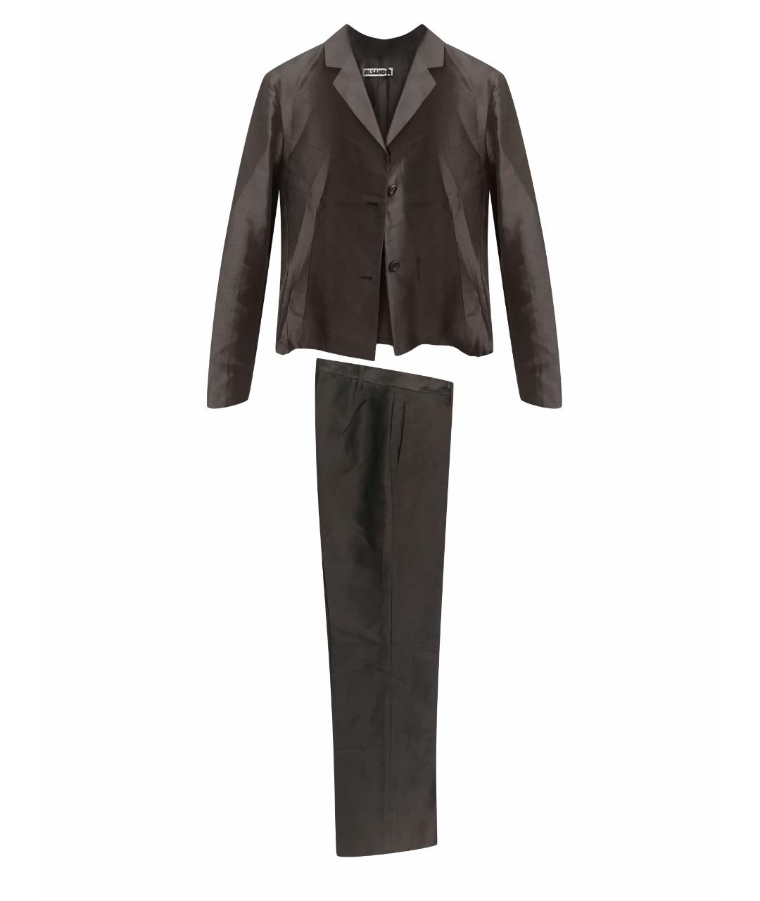 JIL SANDER Коричневый шелковый костюм с брюками, фото 1