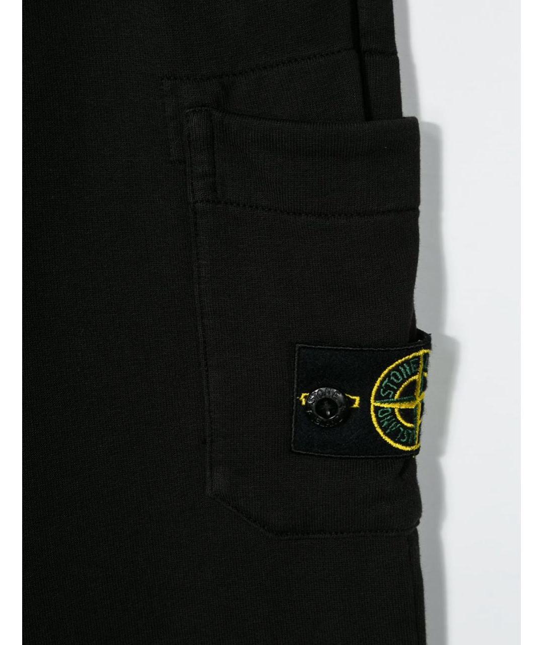 STONE ISLAND JUNIOR Черные хлопковые брюки и шорты, фото 3