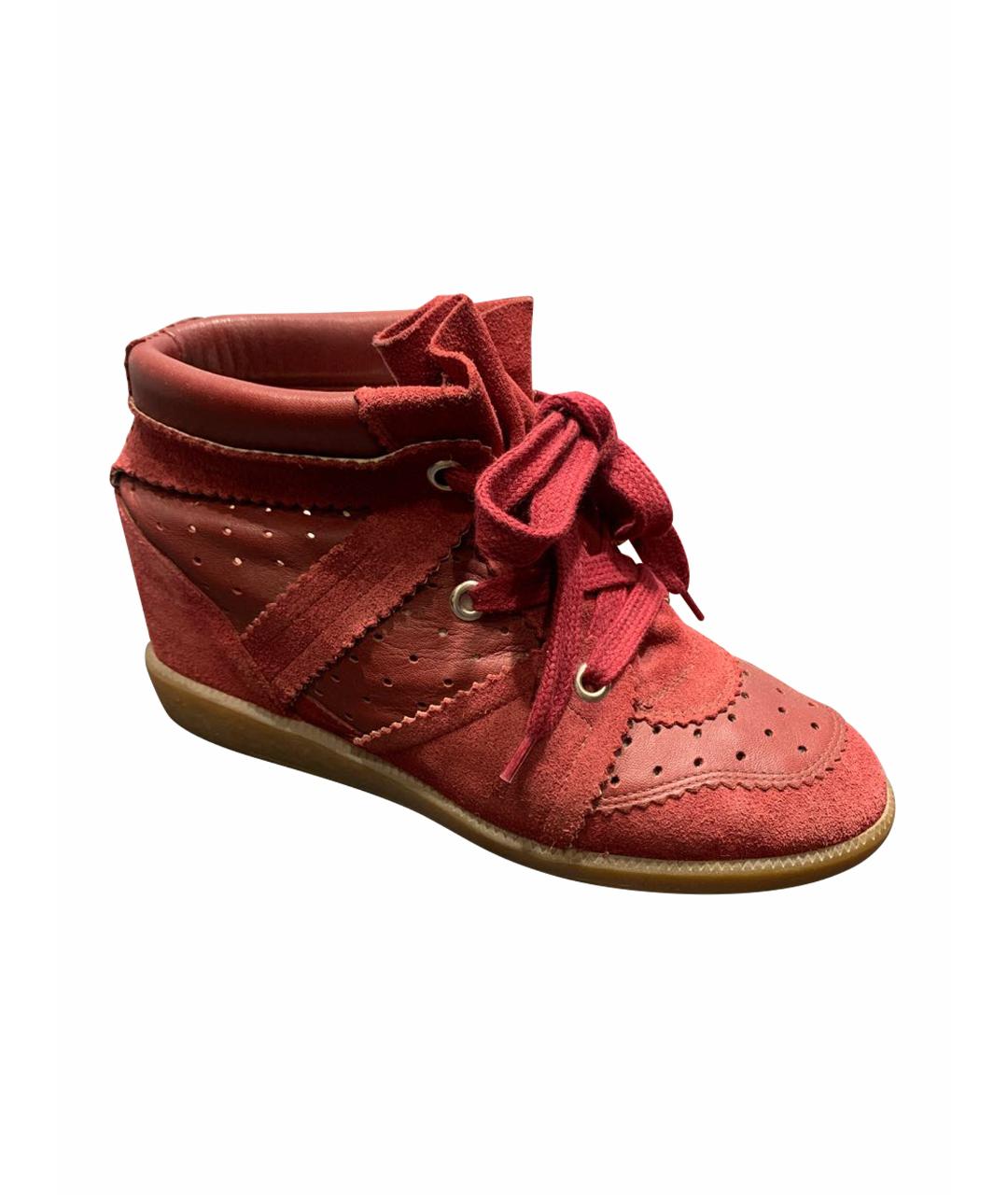 ISABEL MARANT Красные кожаные кроссовки, фото 1