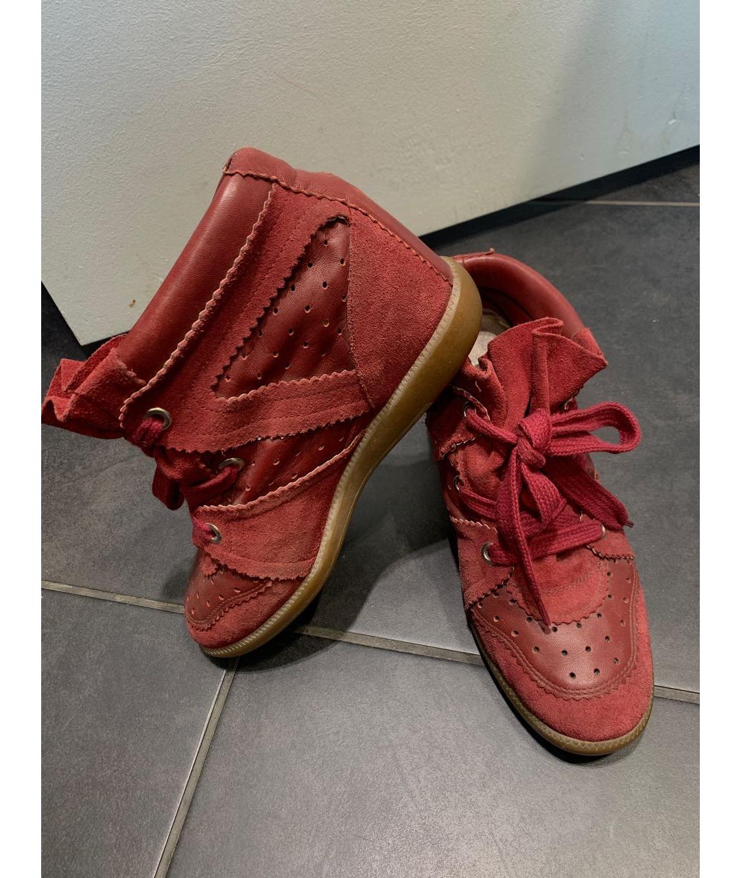 ISABEL MARANT Красные кожаные кроссовки, фото 8