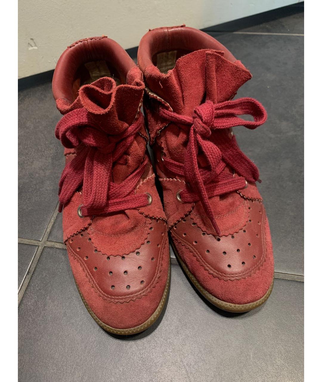 ISABEL MARANT Красные кожаные кроссовки, фото 6
