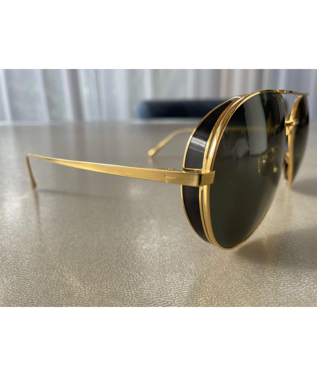 LINDA FARROW Золотые металлические солнцезащитные очки, фото 3