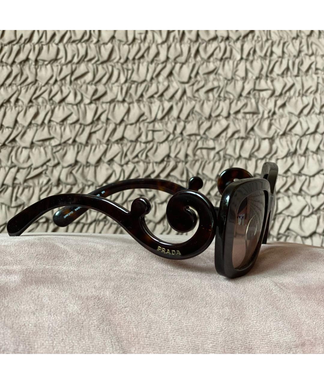 PRADA Коричневые пластиковые солнцезащитные очки, фото 2