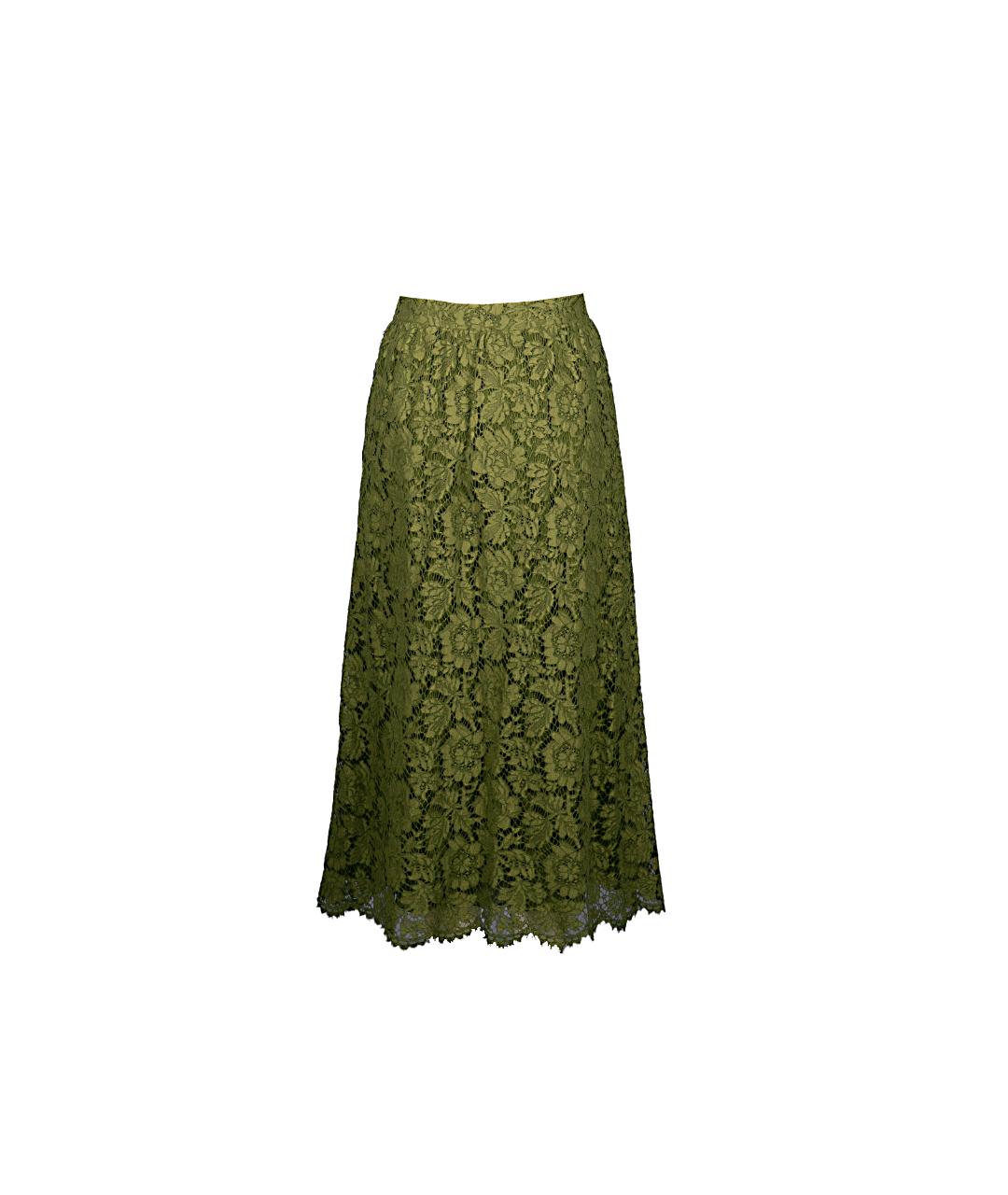 VALENTINO Зеленая юбка миди, фото 3