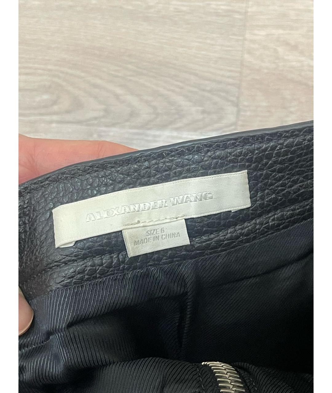 ALEXANDER WANG Черная кожаная юбка мини, фото 5