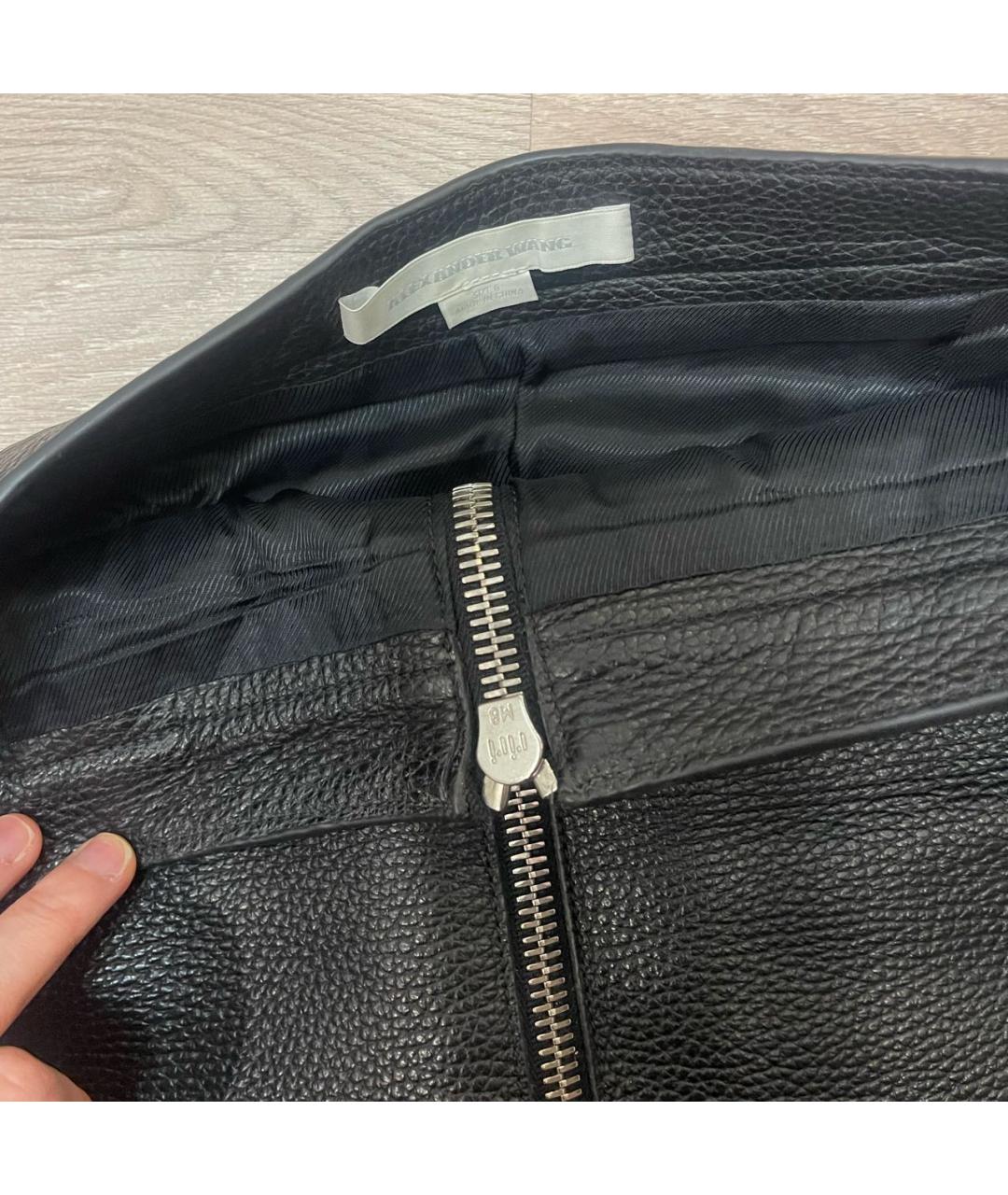 ALEXANDER WANG Черная кожаная юбка мини, фото 4