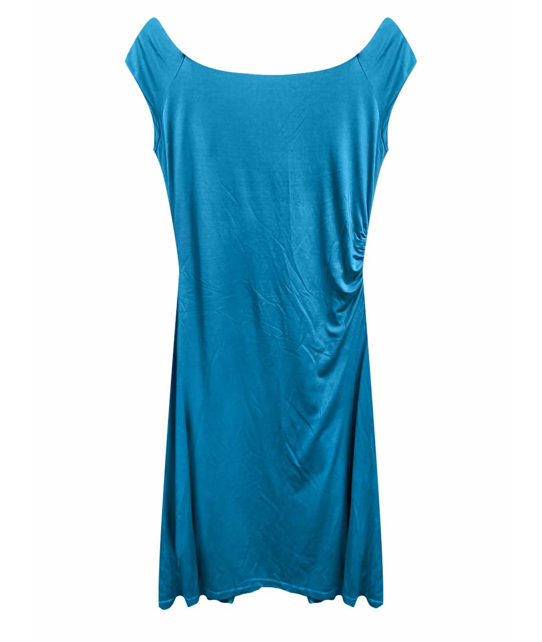RALPH LAUREN Голубое шелковое повседневное платье, фото 1