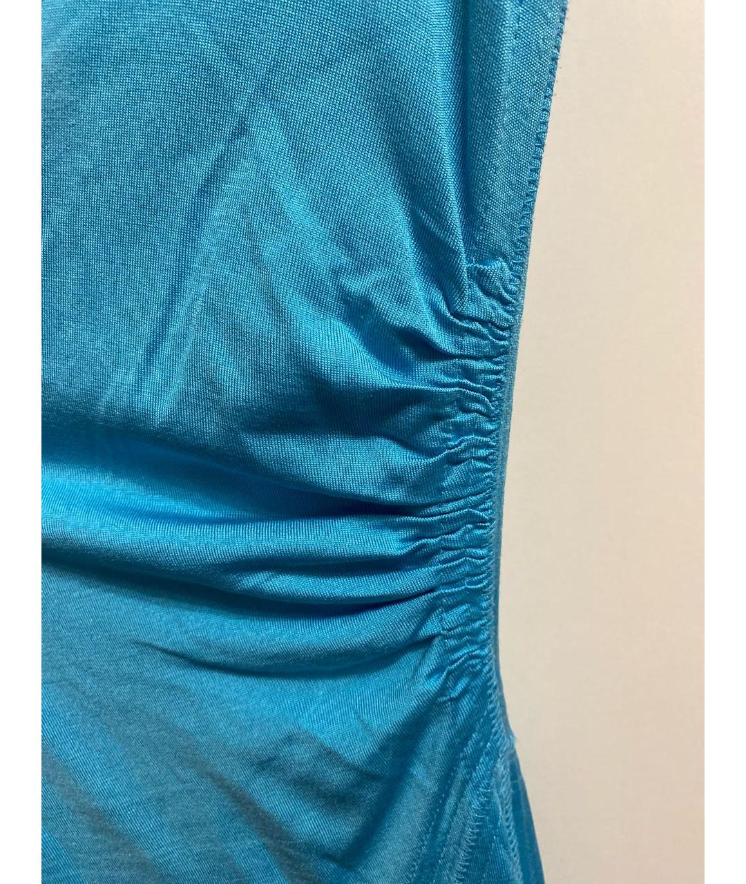 RALPH LAUREN Голубое шелковое повседневное платье, фото 4