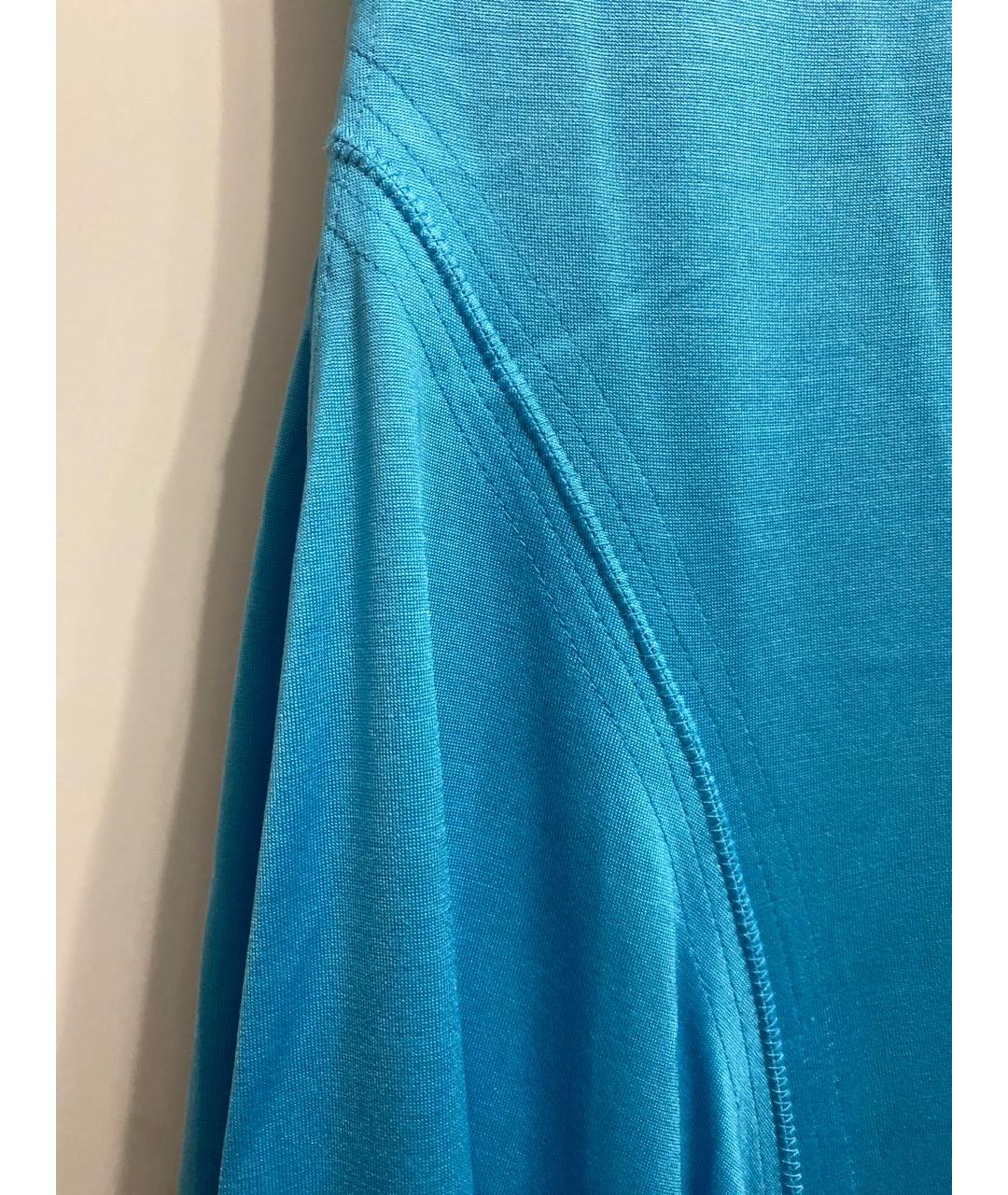 RALPH LAUREN Голубое шелковое повседневное платье, фото 6