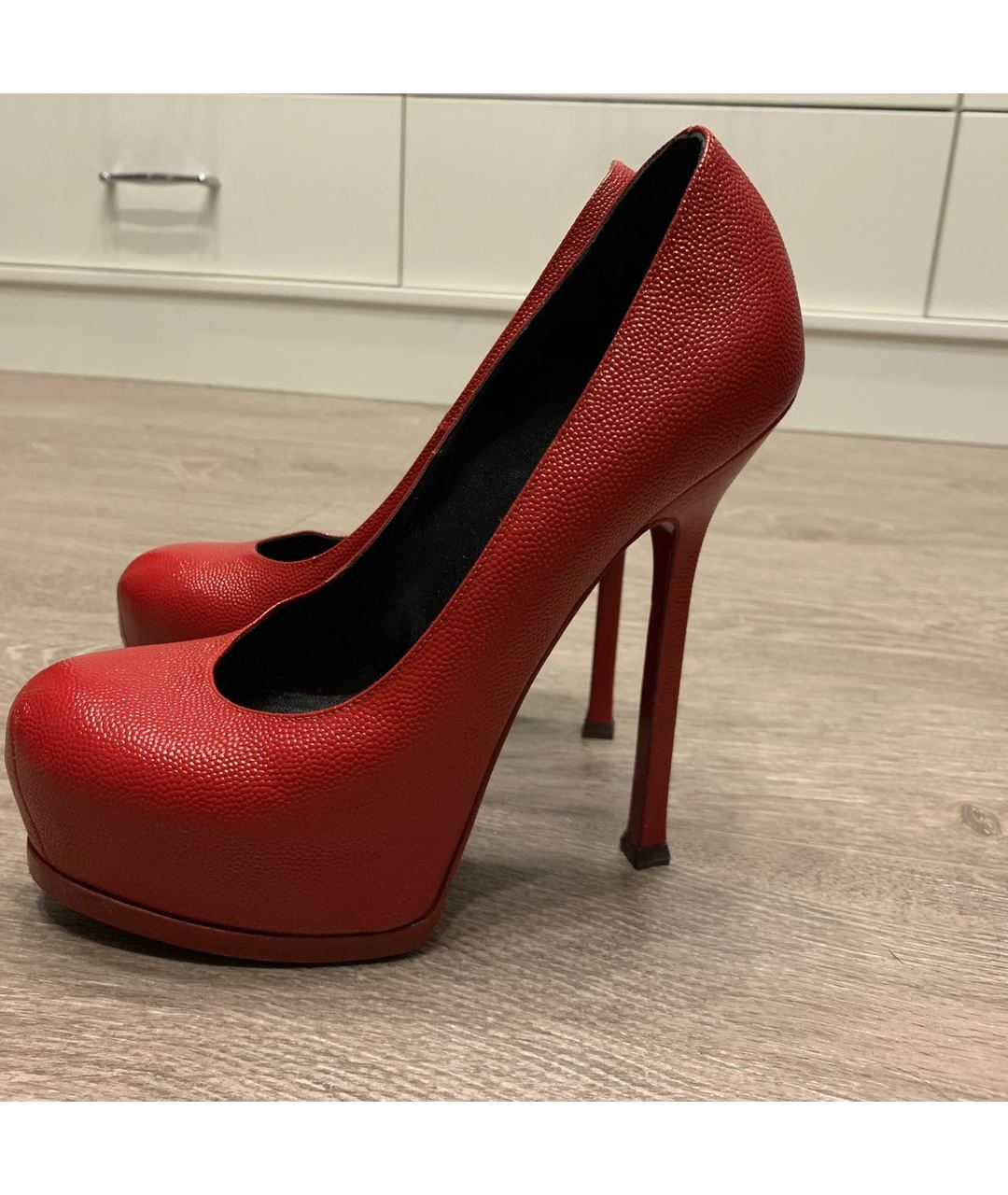 SAINT LAURENT Красные кожаные туфли, фото 4