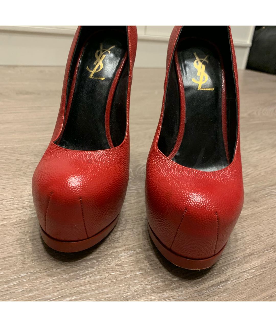 SAINT LAURENT Красные кожаные туфли, фото 2