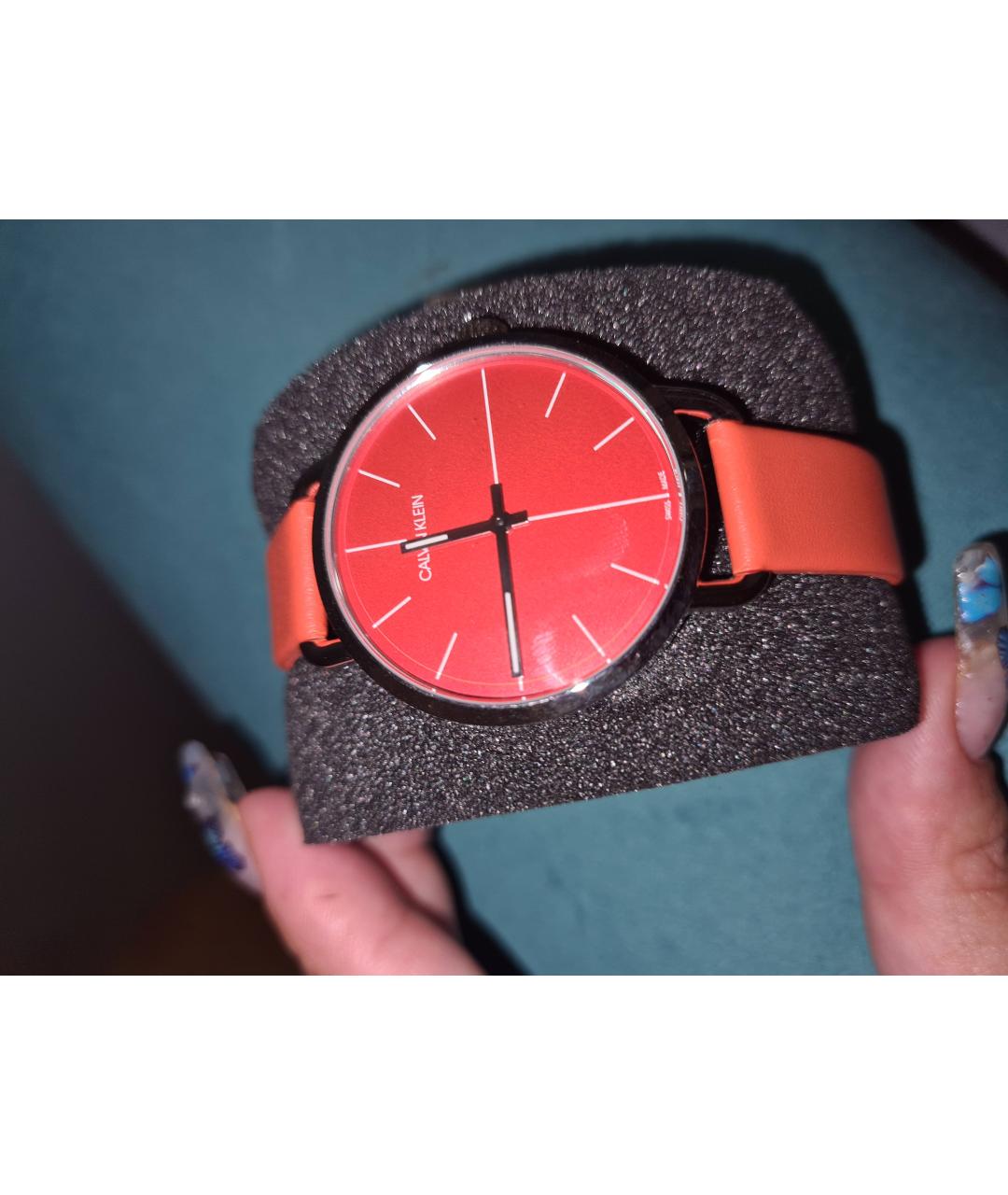 CALVIN KLEIN Коралловые кожаные часы, фото 5