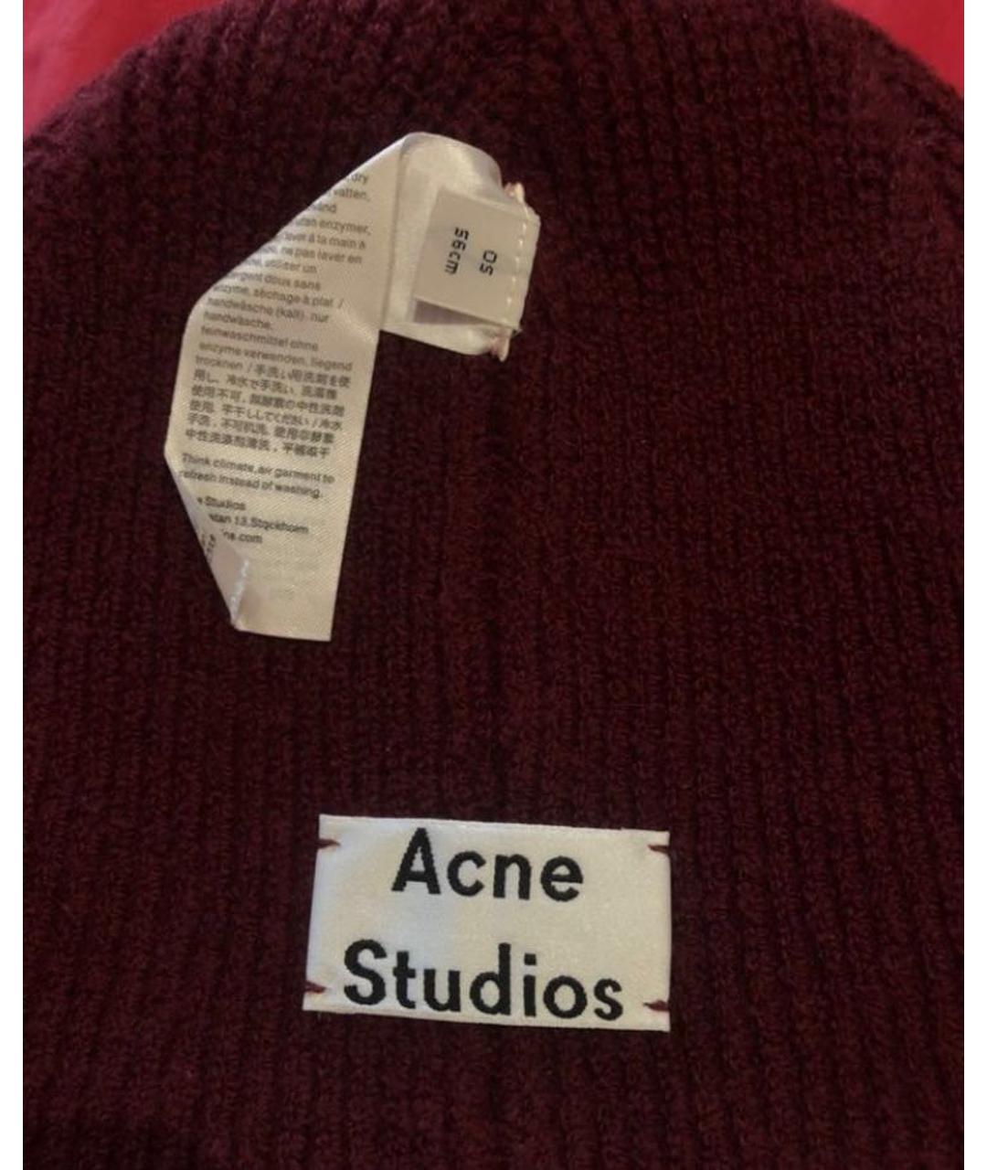 ACNE STUDIOS Бордовая шерстяная шапка, фото 4