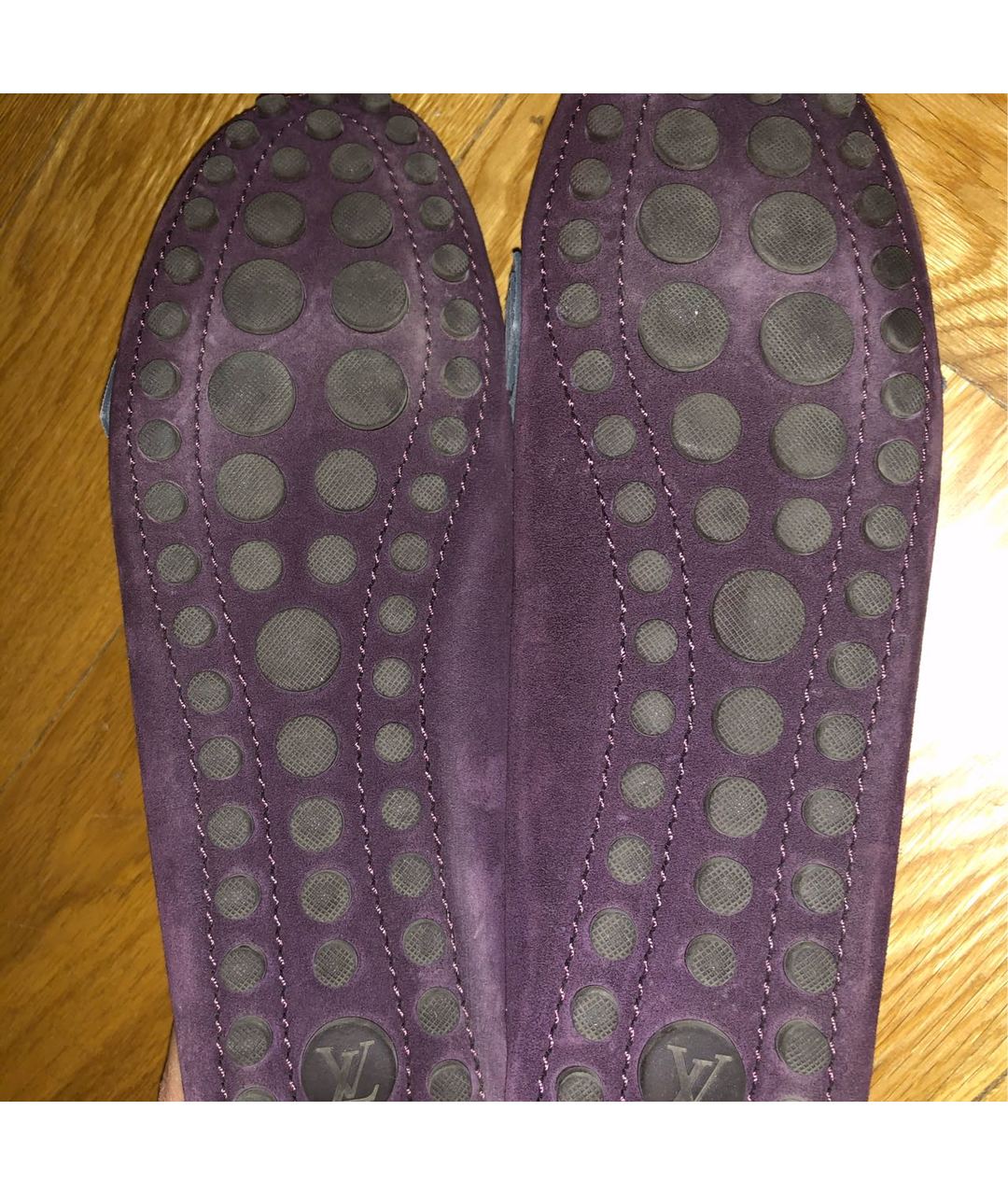 LOUIS VUITTON PRE-OWNED Фиолетовые замшевые мокасины, фото 6