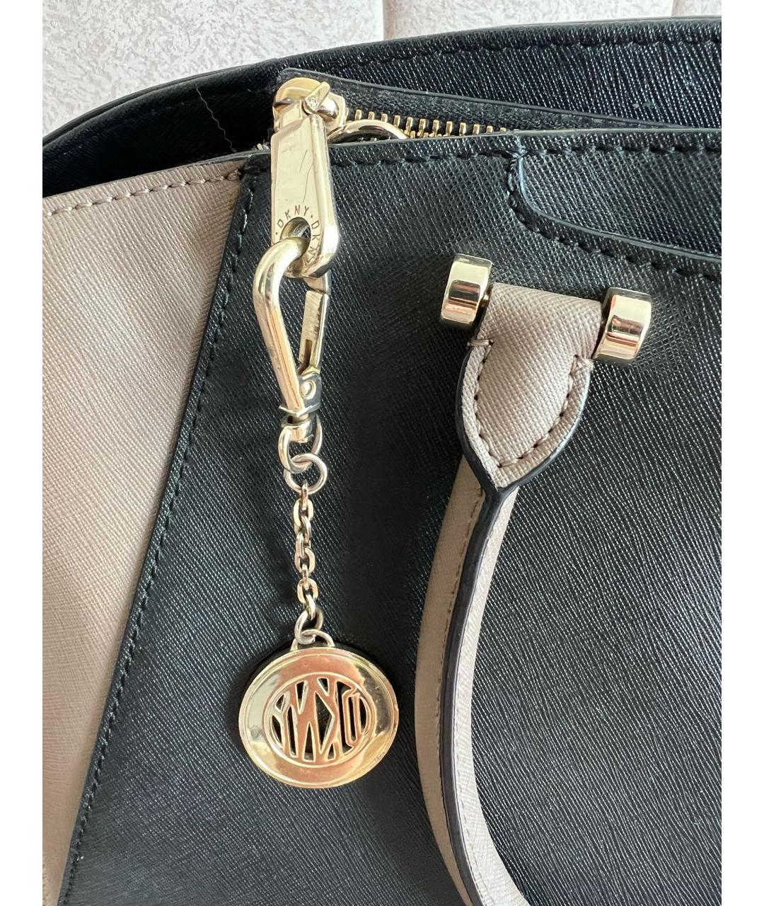 DKNY Серая кожаная сумка с короткими ручками, фото 3