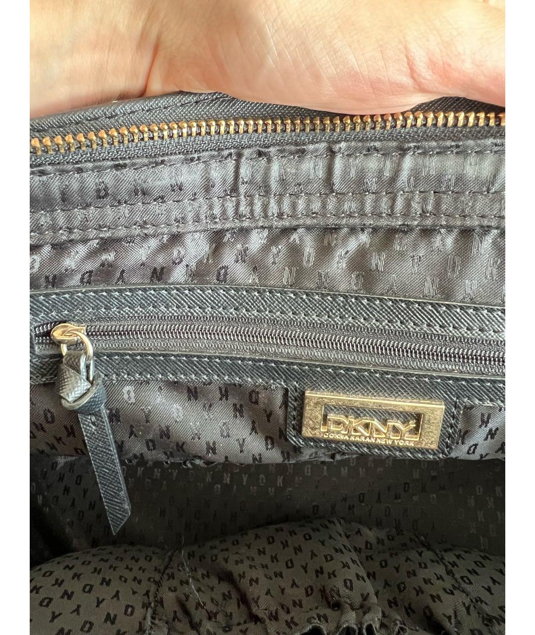 DKNY Серая кожаная сумка с короткими ручками, фото 5