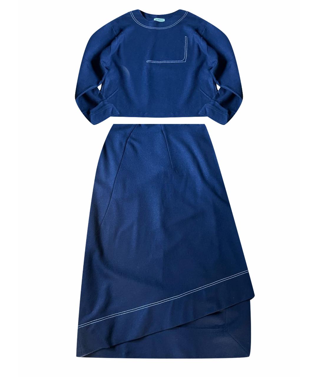 JIL SANDER Темно-синий шерстяной костюм с юбками, фото 1