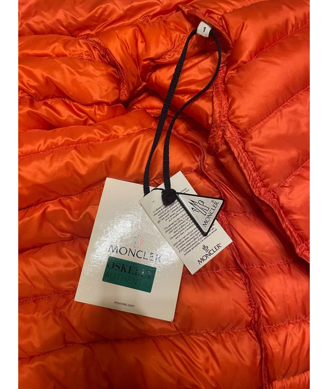 MONCLER Оранжевая полиамидовая куртка, фото 4