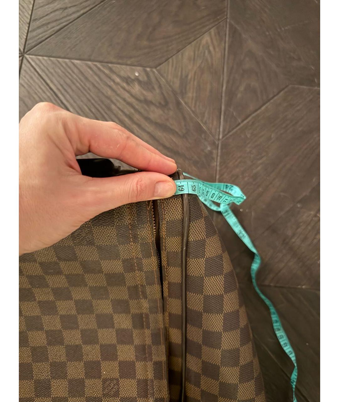 LOUIS VUITTON Коричневый кожаный чемодан, фото 6