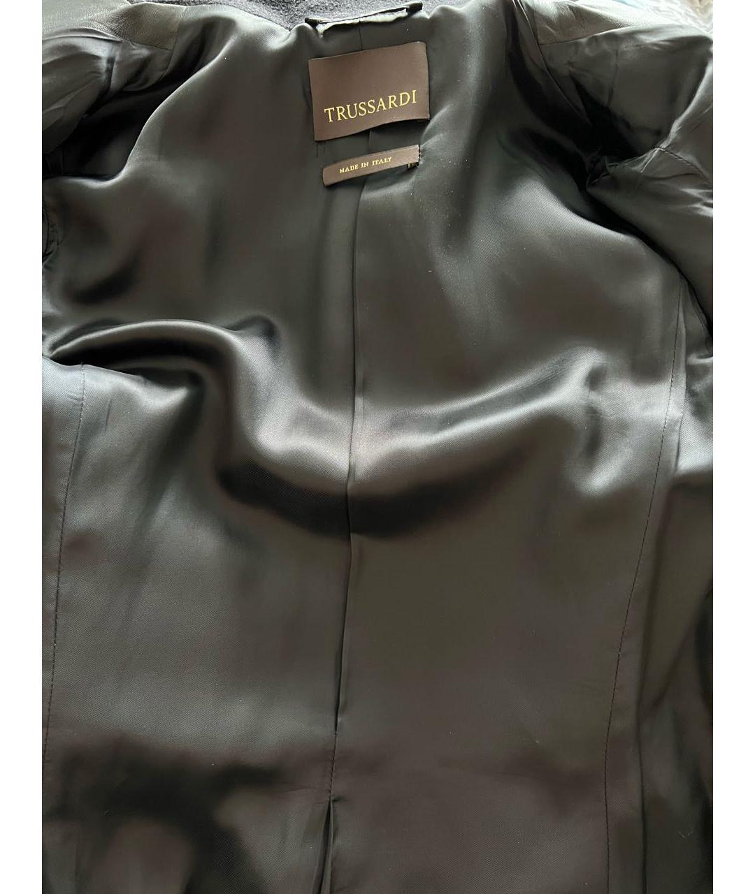 TRUSSARDI Черное шерстяное пальто, фото 3