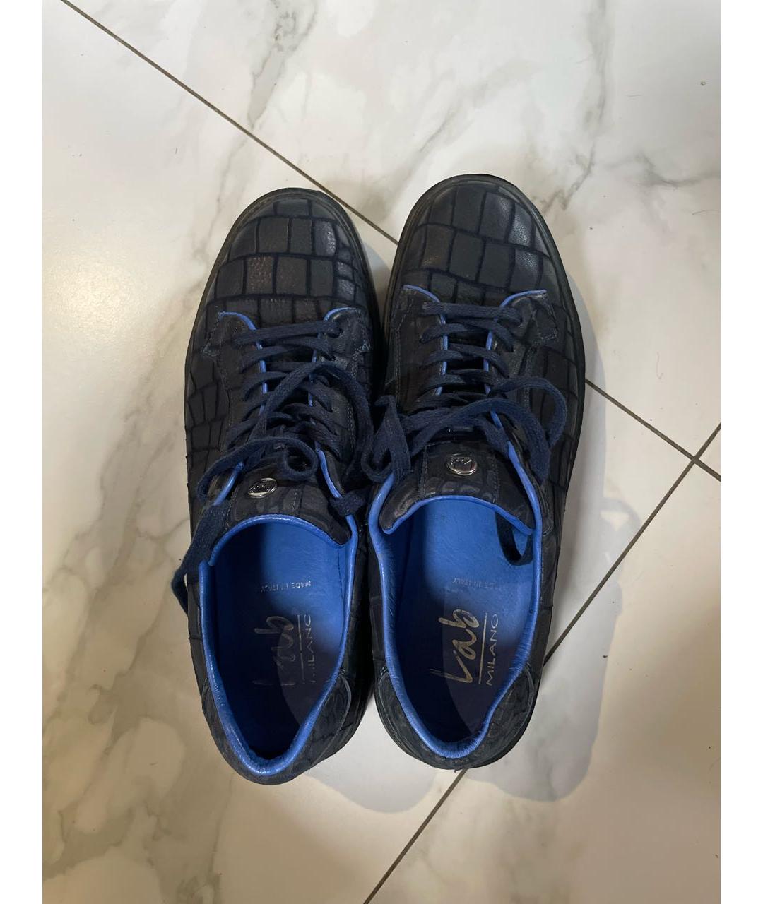 3LAB Темно-синие кожаные низкие кроссовки / кеды, фото 3