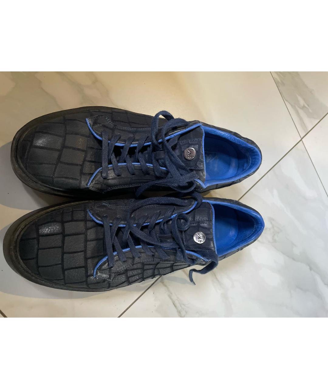 3LAB Темно-синие кожаные низкие кроссовки / кеды, фото 2