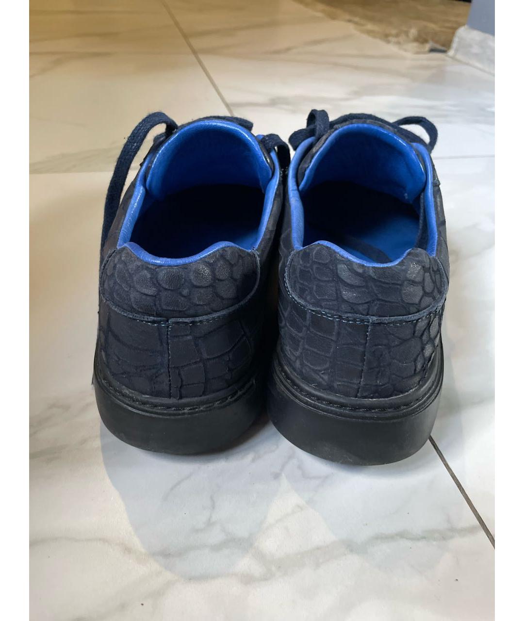 3LAB Темно-синие кожаные низкие кроссовки / кеды, фото 4