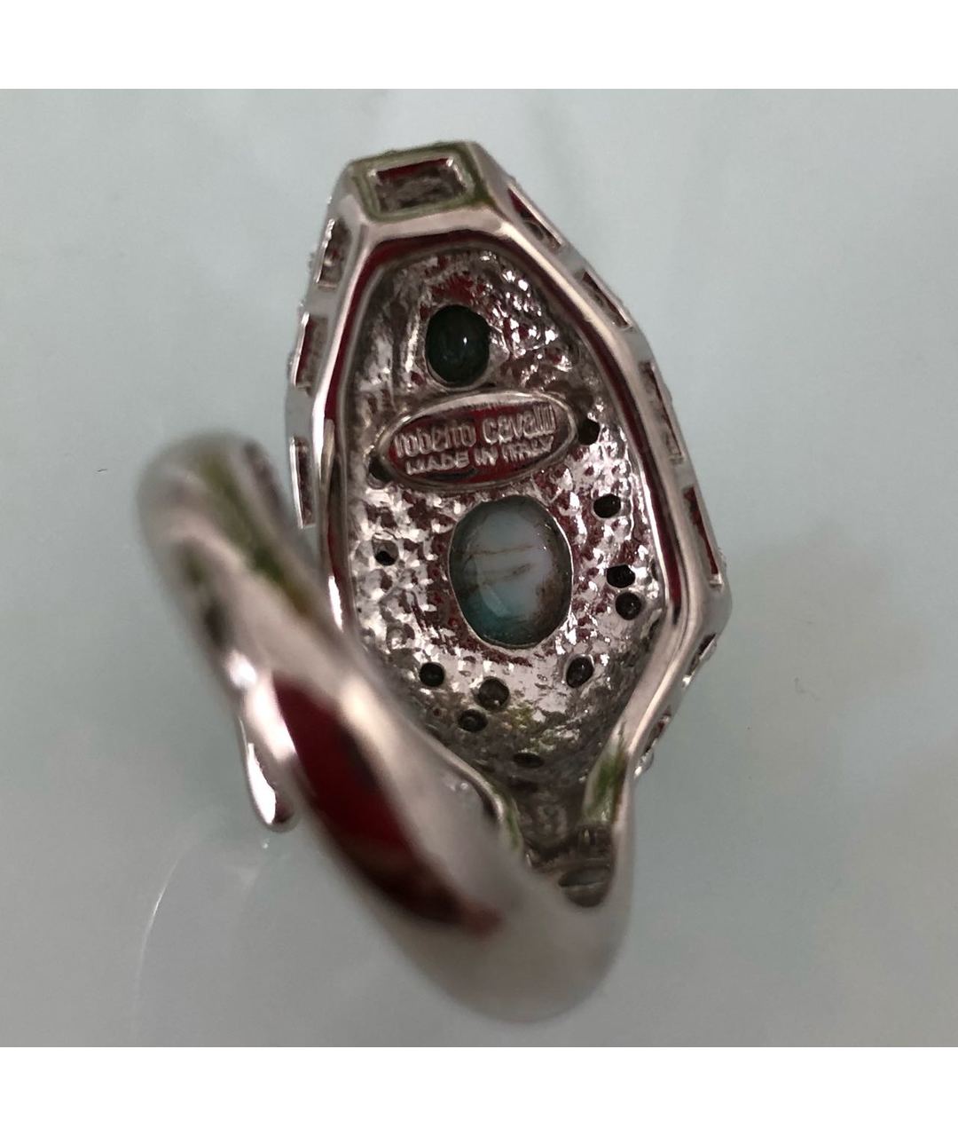 ROBERTO CAVALLI Голубое с серебряным покрытием кольцо, фото 2