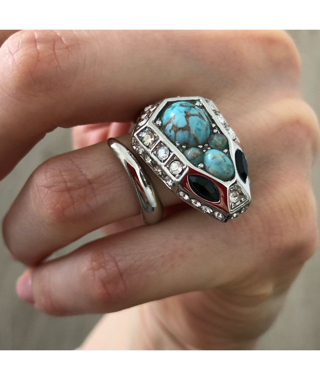 ROBERTO CAVALLI Голубое с серебряным покрытием кольцо, фото 3