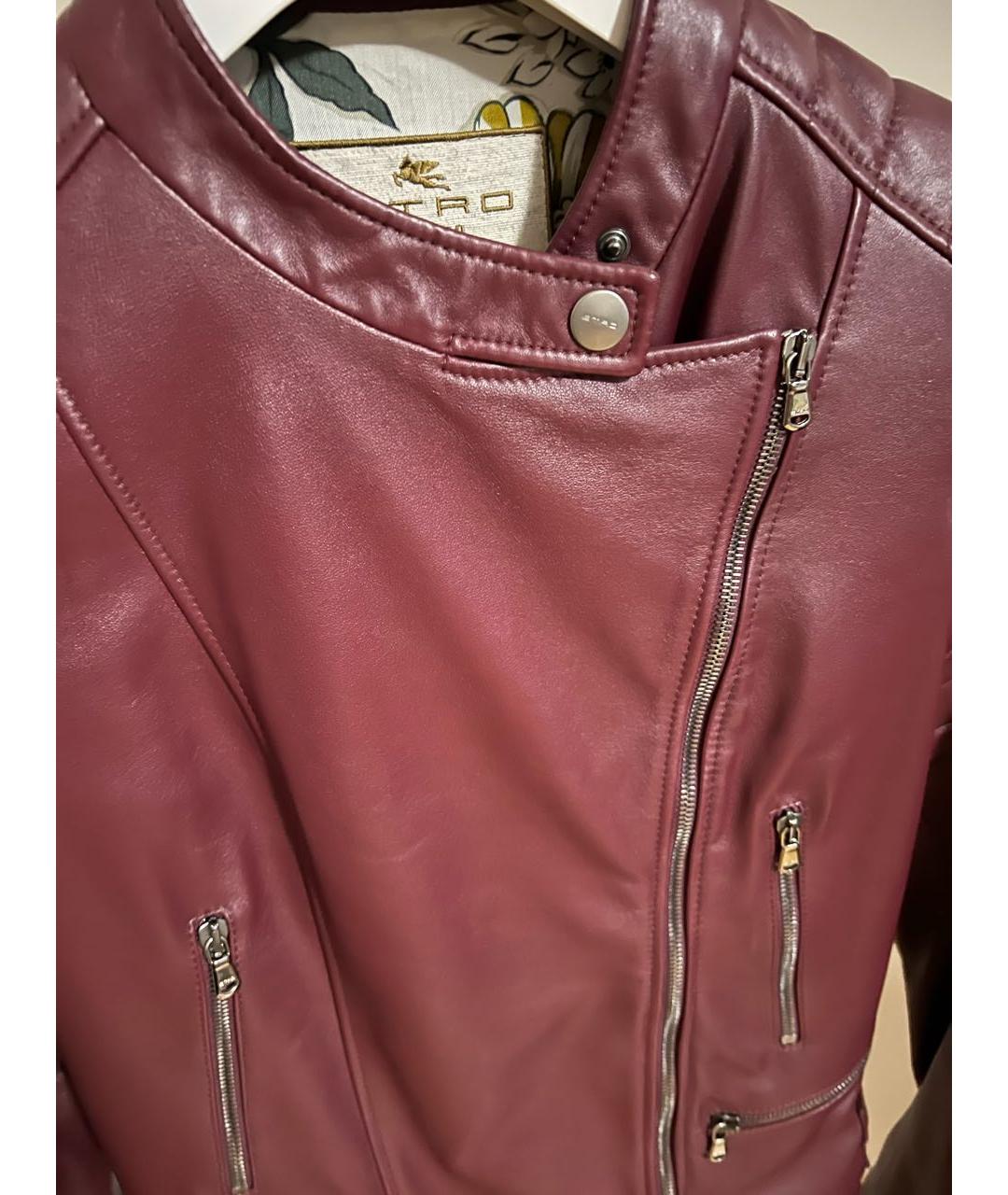 ETRO Бордовая кожаная куртка, фото 4