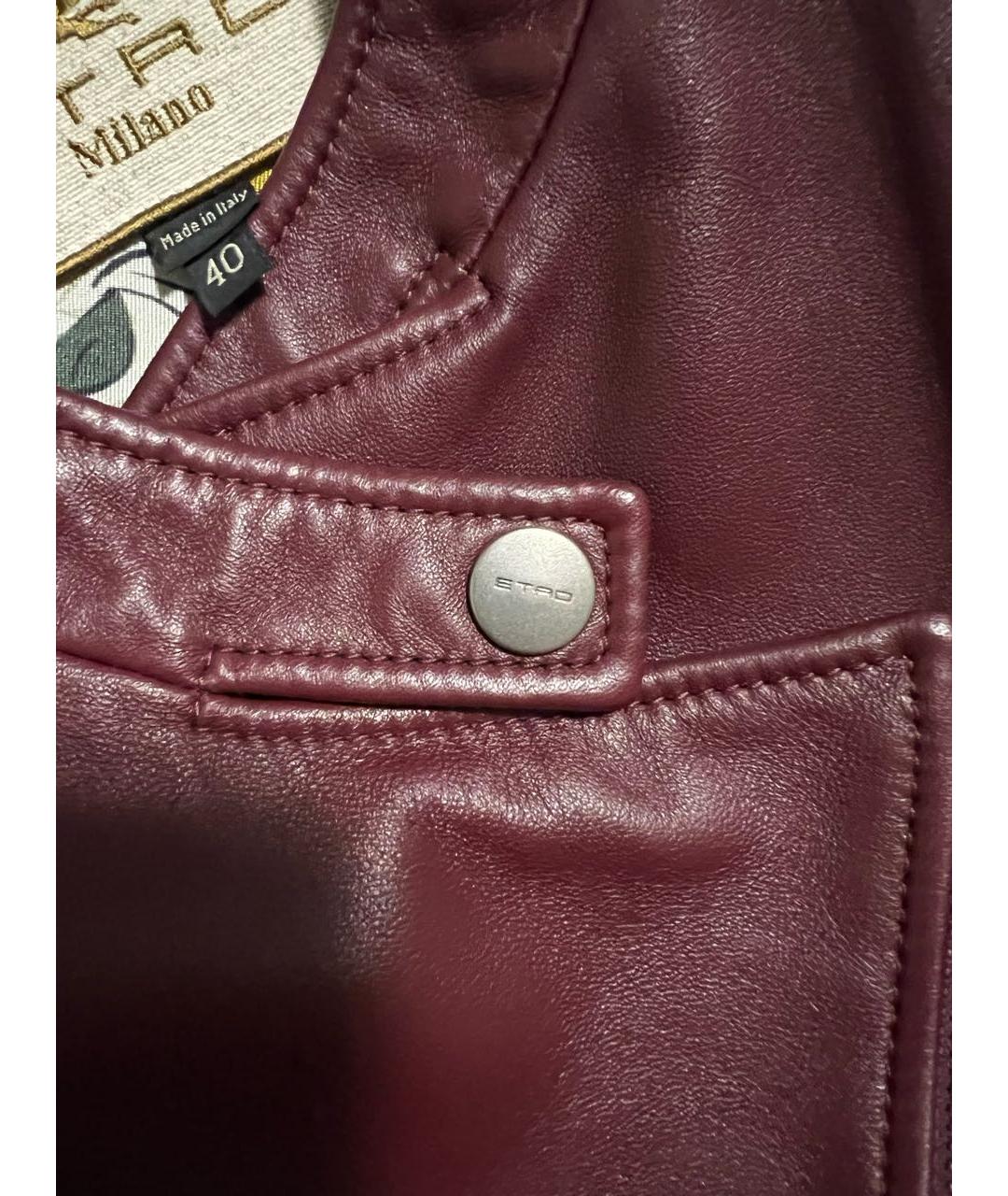 ETRO Бордовая кожаная куртка, фото 8