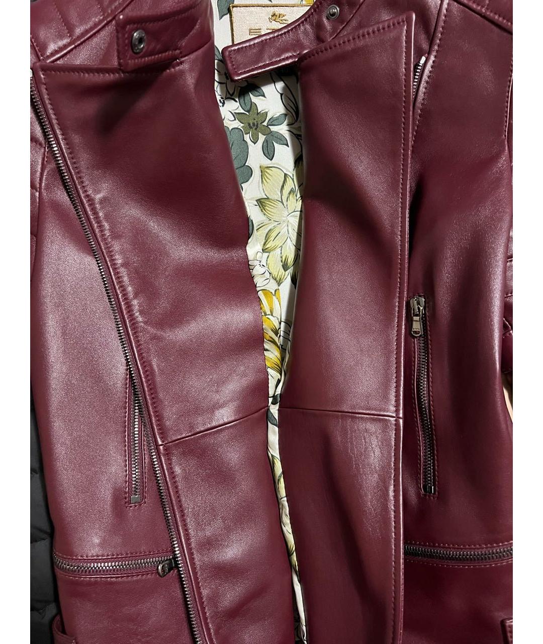 ETRO Бордовая кожаная куртка, фото 6