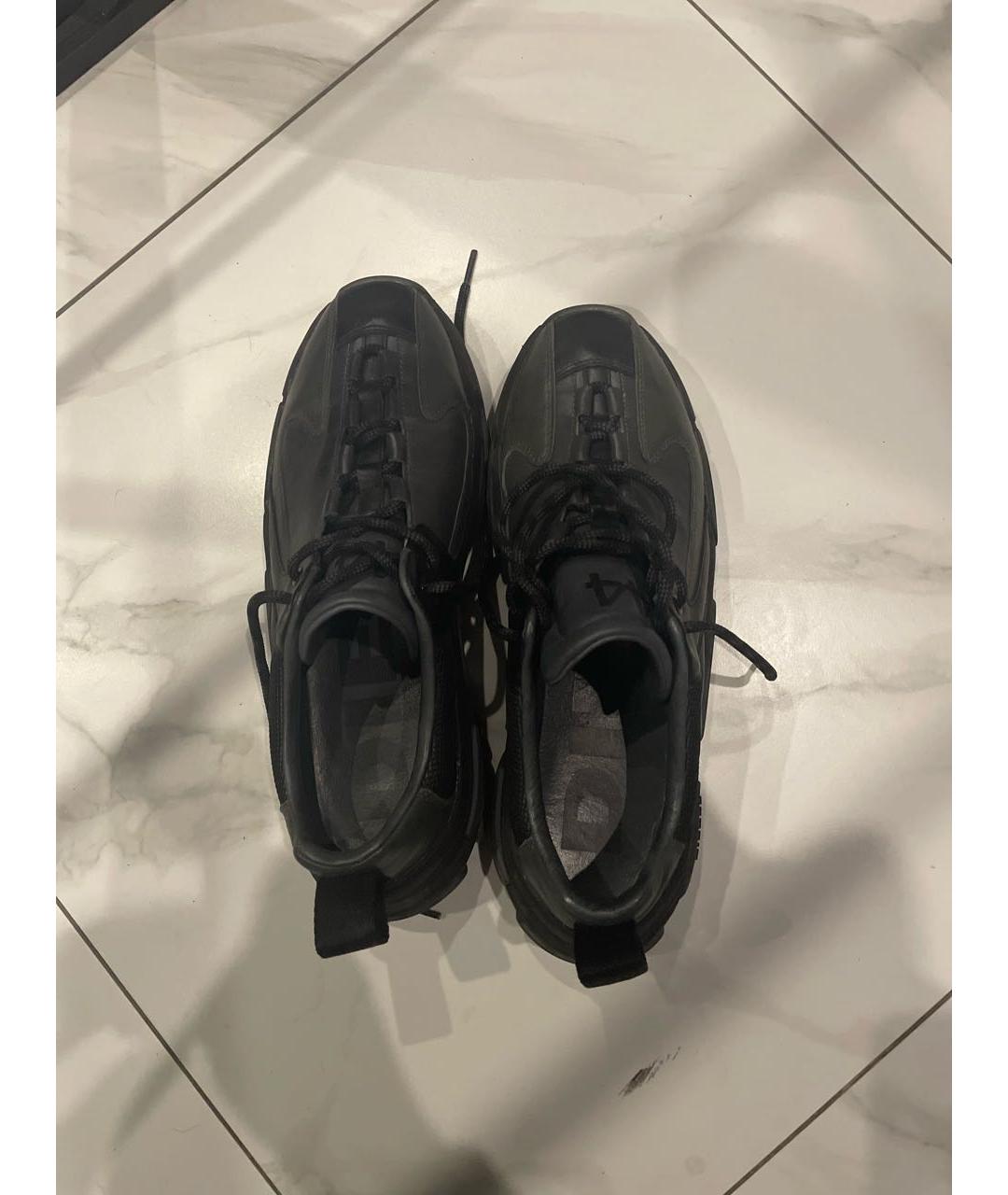 DIESEL Серые кожаные низкие кроссовки / кеды, фото 3