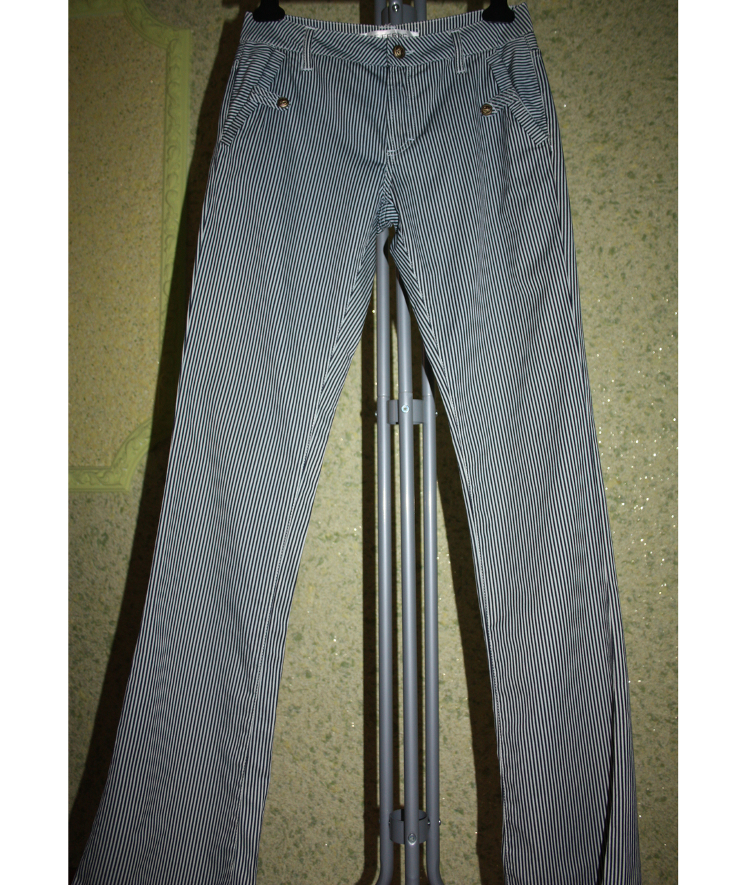 GIANFRANCO FERRE Темно-синие хлопковые прямые брюки, фото 3
