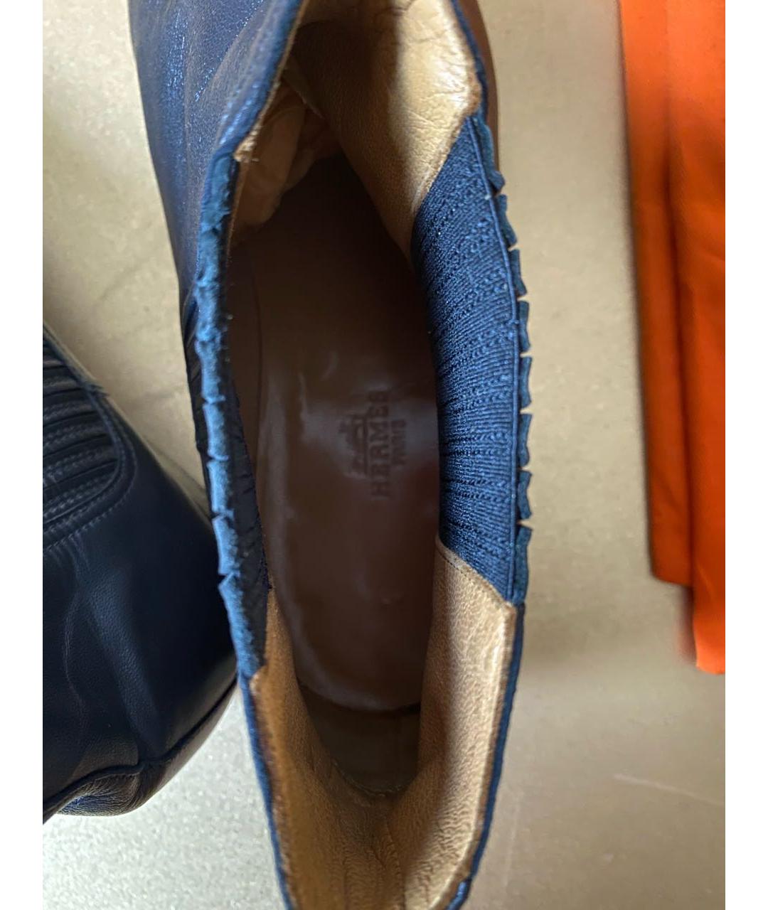 HERMES PRE-OWNED Антрацитовые кожаные высокие ботинки, фото 8