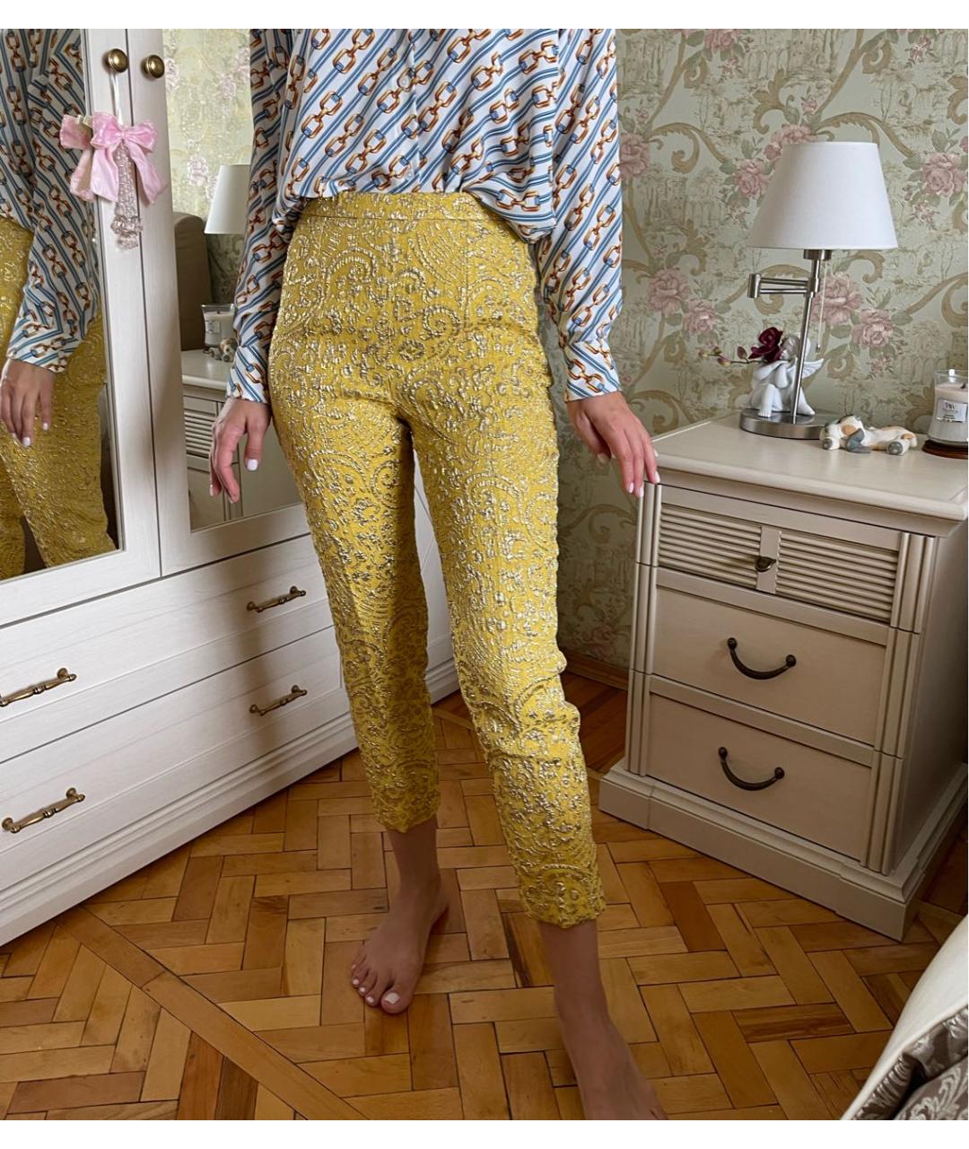 DOLCE&GABBANA Золотые прямые брюки, фото 6