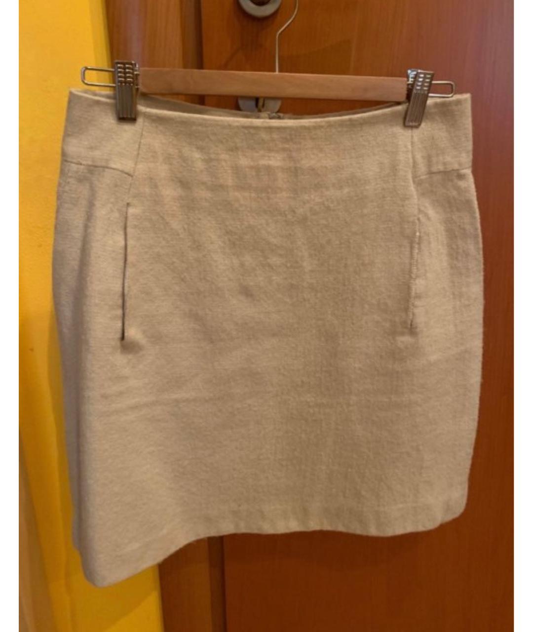 CHLOE Бежевая шерстяная юбка мини, фото 5
