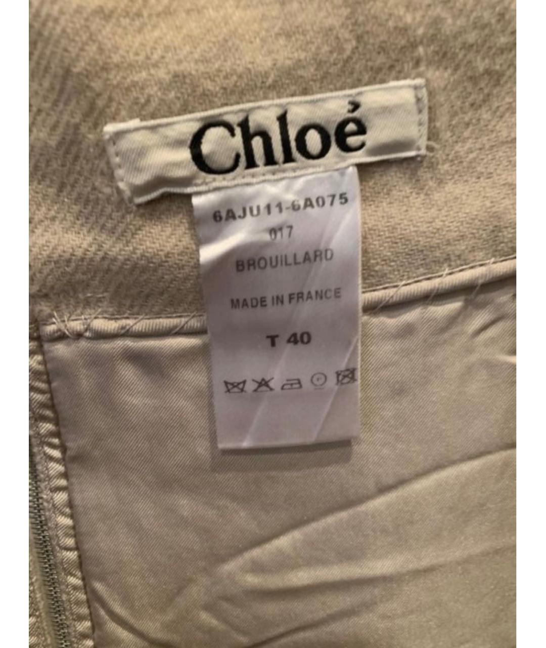 CHLOE Бежевая шерстяная юбка мини, фото 3