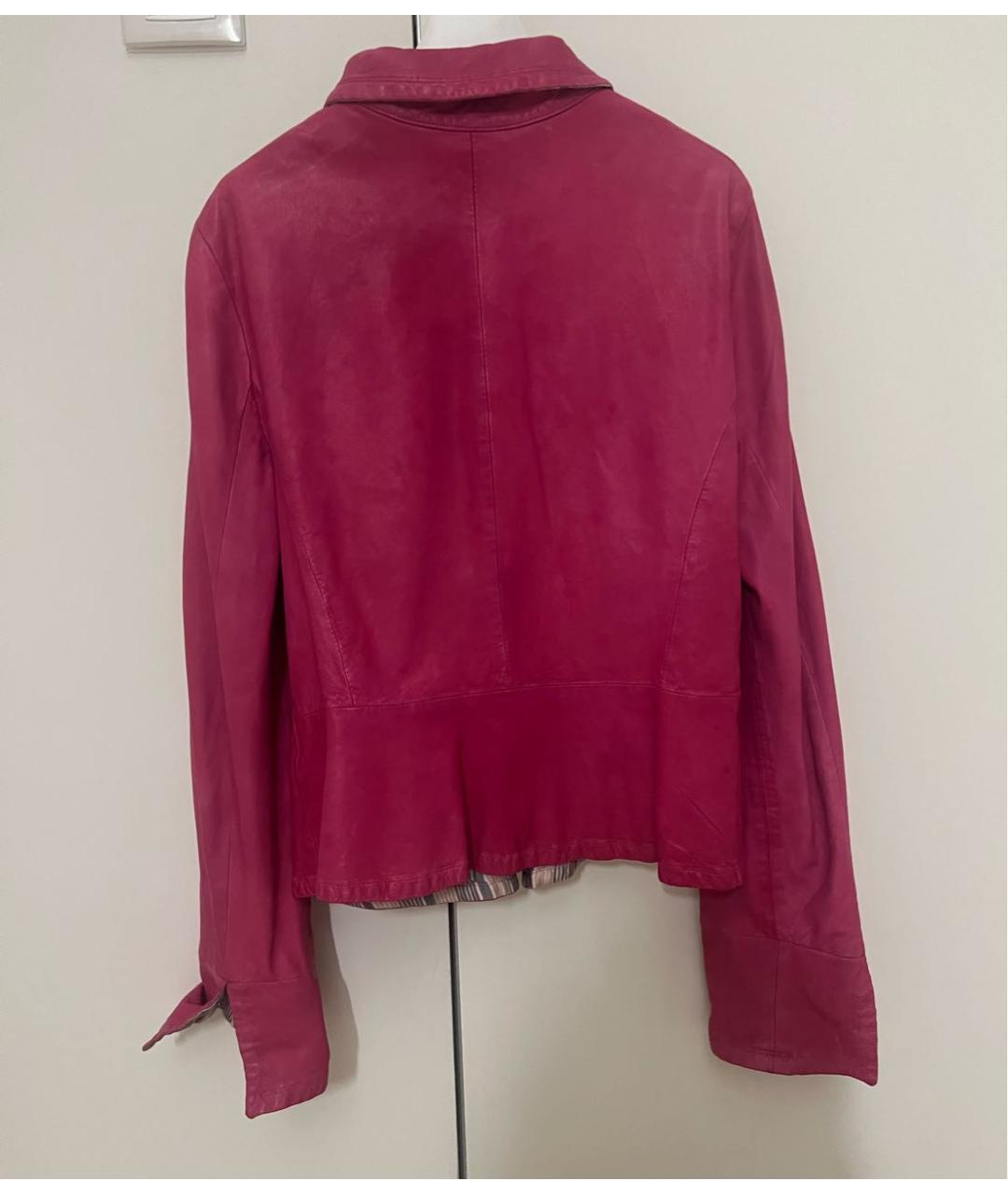ARMANI COLLEZIONI Фуксия кожаный жакет/пиджак, фото 2
