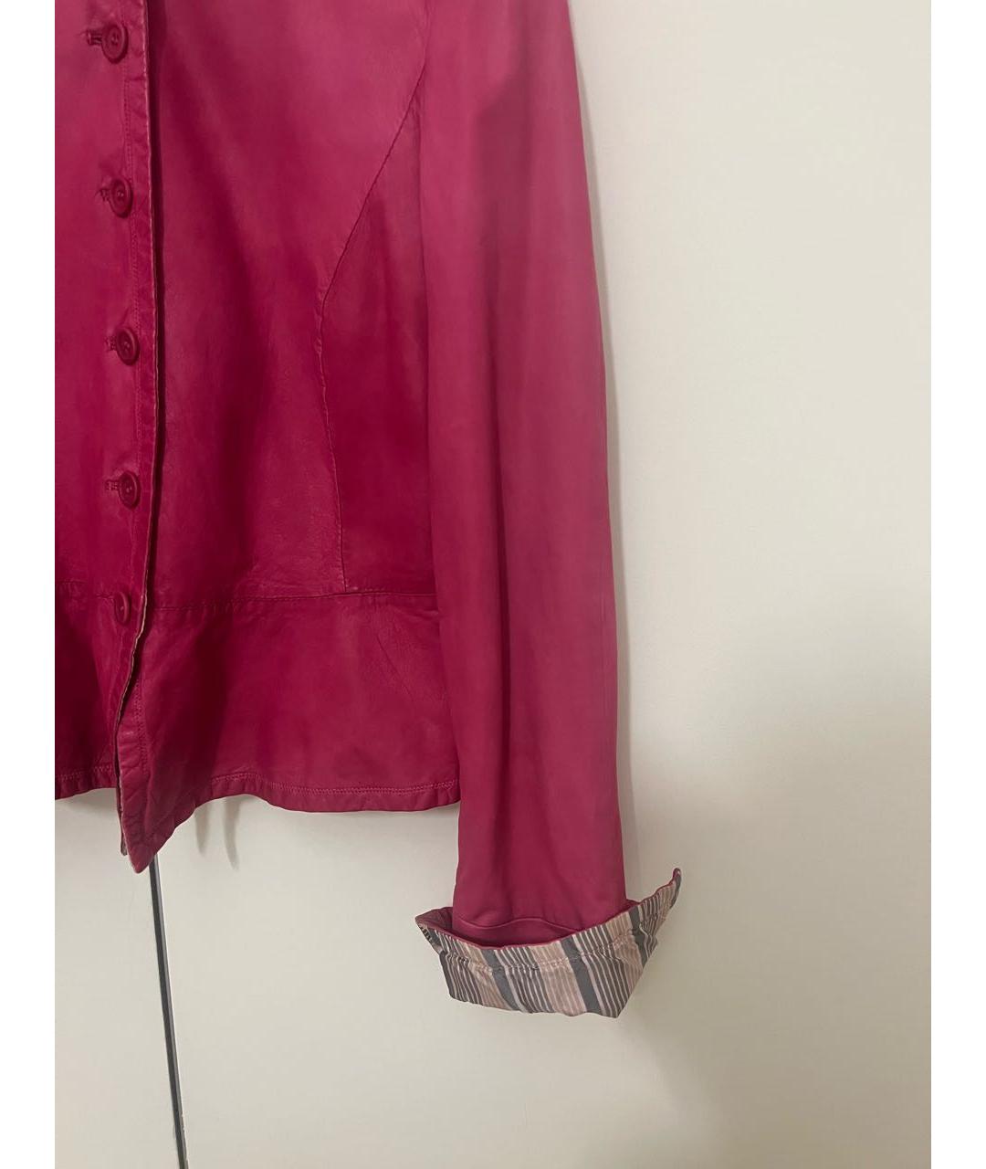 ARMANI COLLEZIONI Фуксия кожаный жакет/пиджак, фото 5