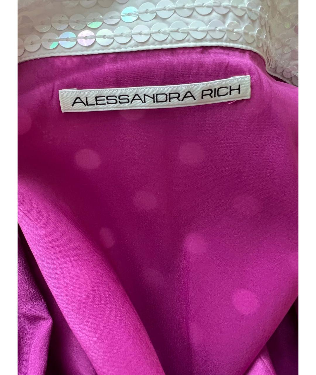 ALESSANDRA RICH Розовое шелковое коктейльное платье, фото 6