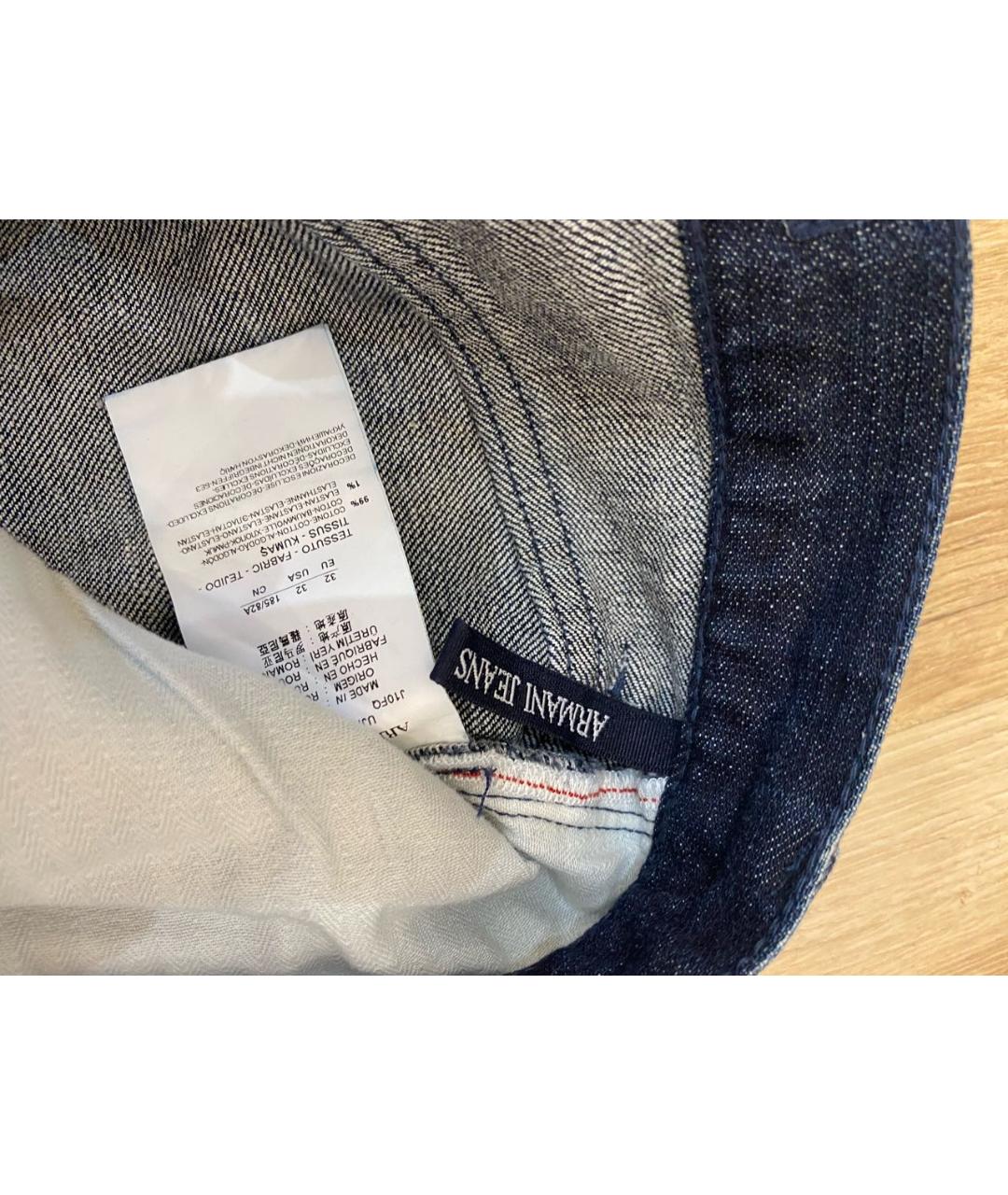 ARMANI JEANS Темно-синие хлопковые прямые джинсы, фото 3