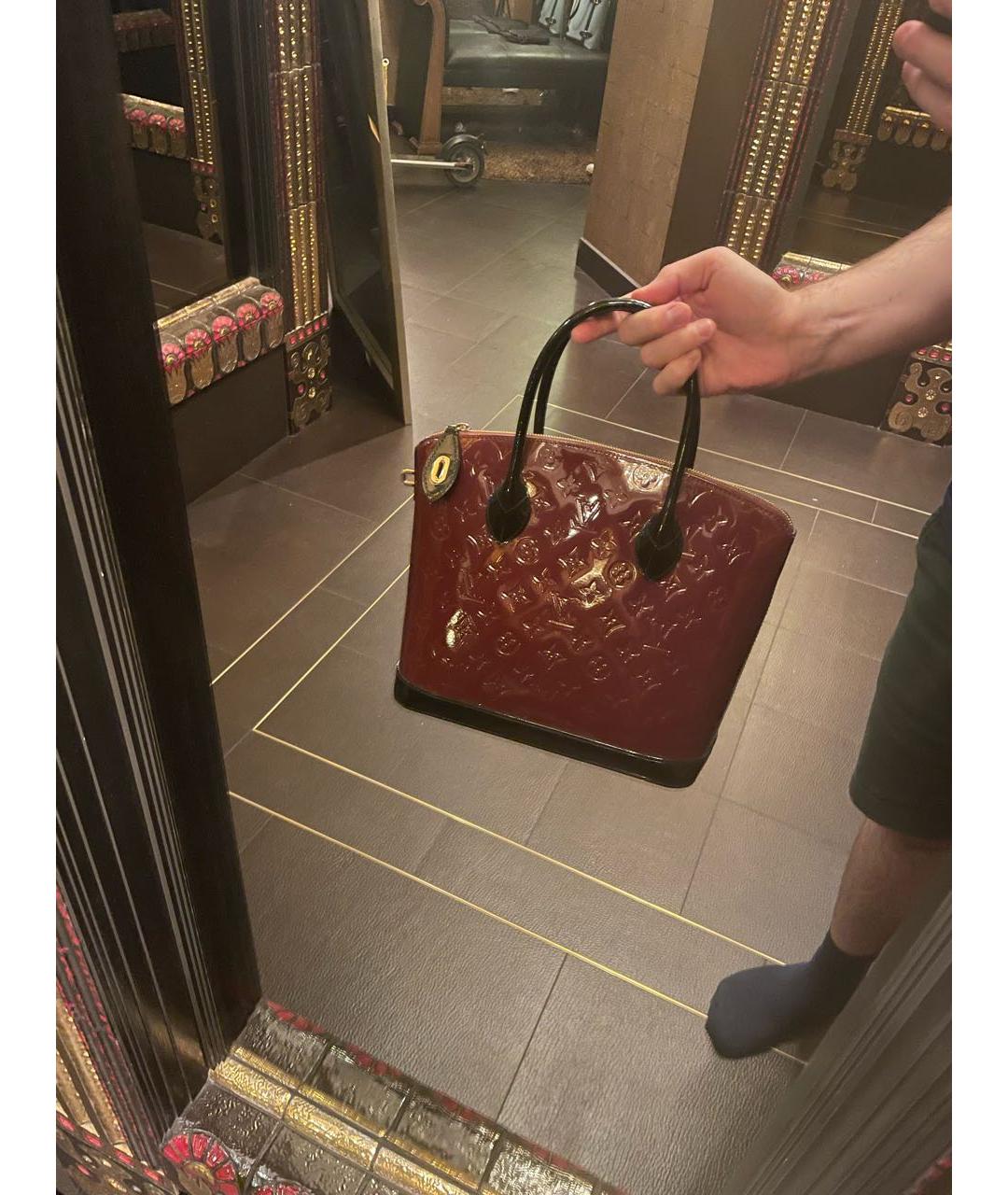 LOUIS VUITTON PRE-OWNED Бордовая кожаная сумка с короткими ручками, фото 7