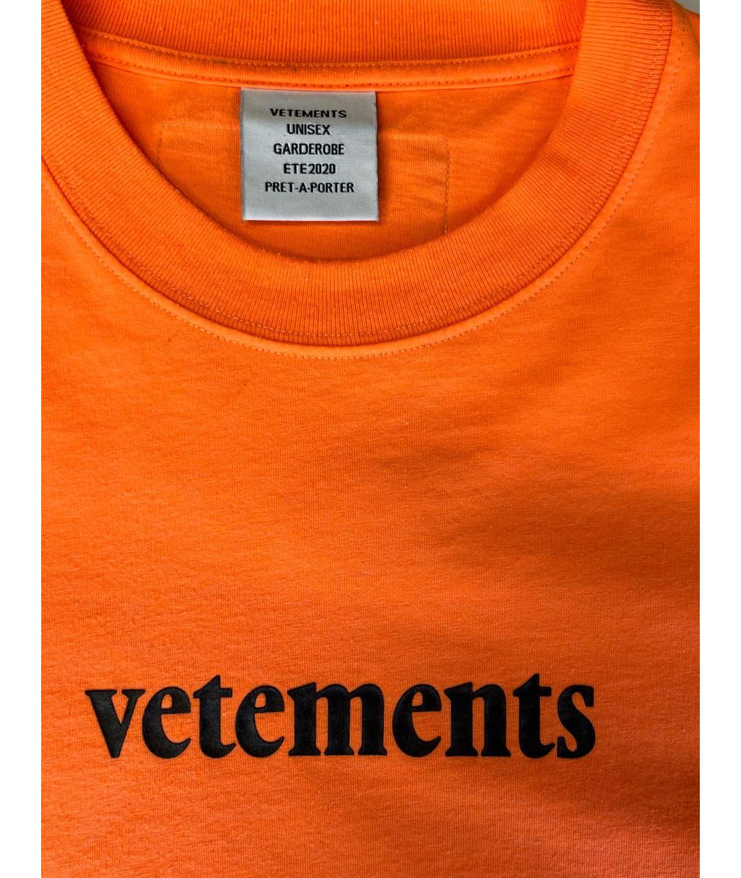 VETEMENTS Оранжевая хлопко-полиэстеровая футболка, фото 5