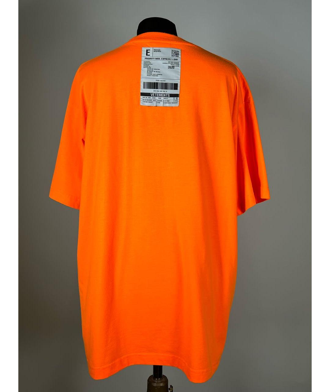 VETEMENTS Оранжевая хлопко-полиэстеровая футболка, фото 2